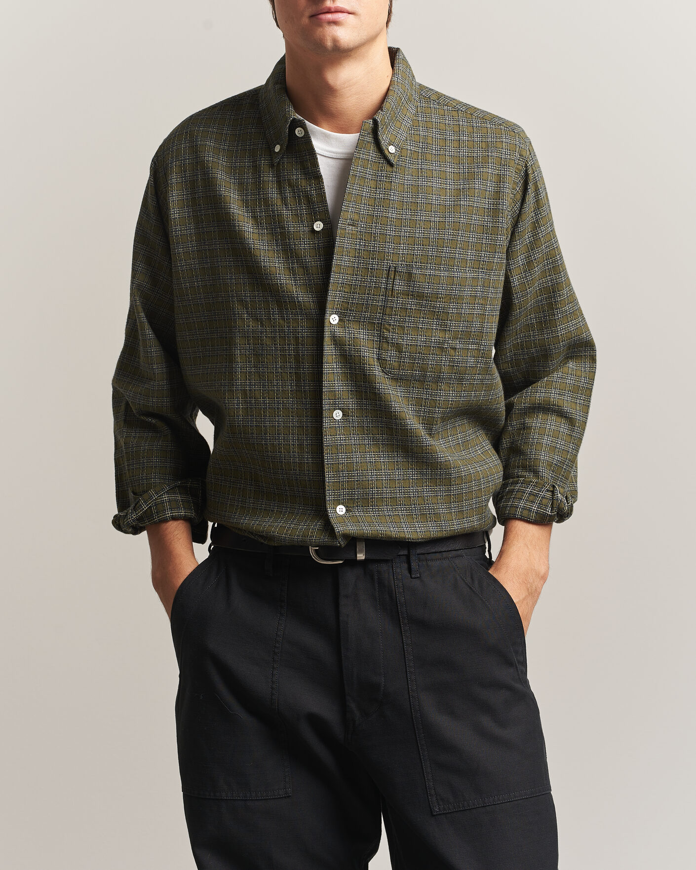 Herren | Hemden | BEAMS PLUS | Dobby Plaid Button Down Shirt Dark Green