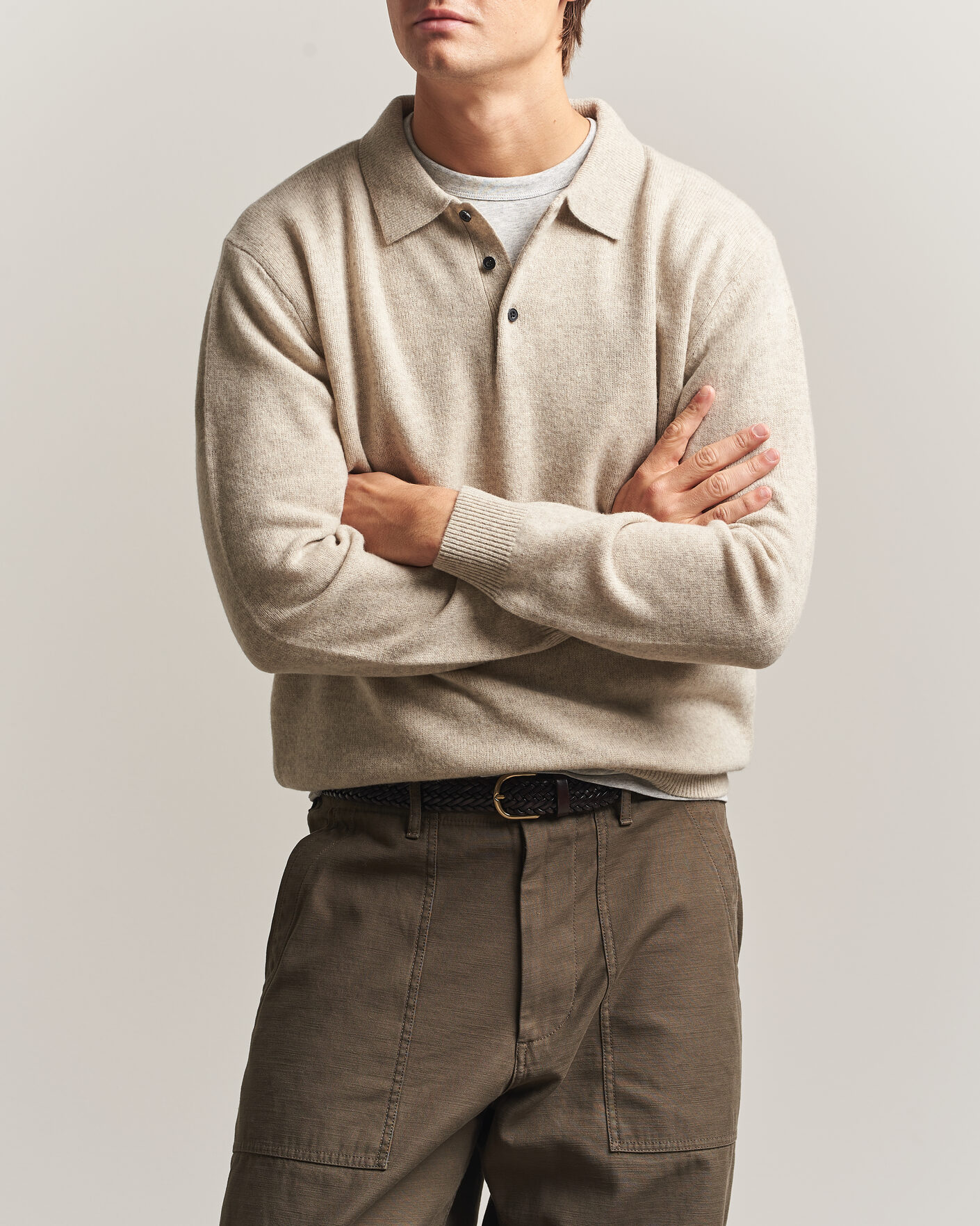 Herren | Pullover | BEAMS PLUS | Knitted Wool Polo Beige