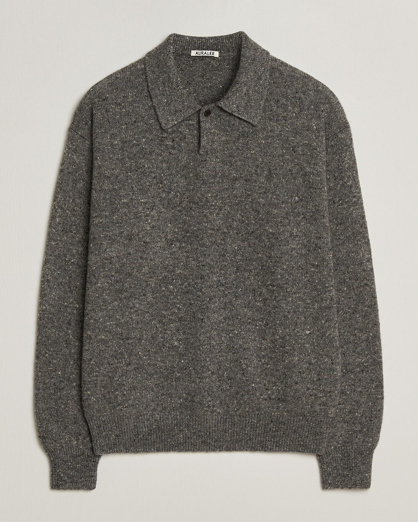 Herren | Pullover | Auralee | Cashmere Nep Knit Polo Mix Gray