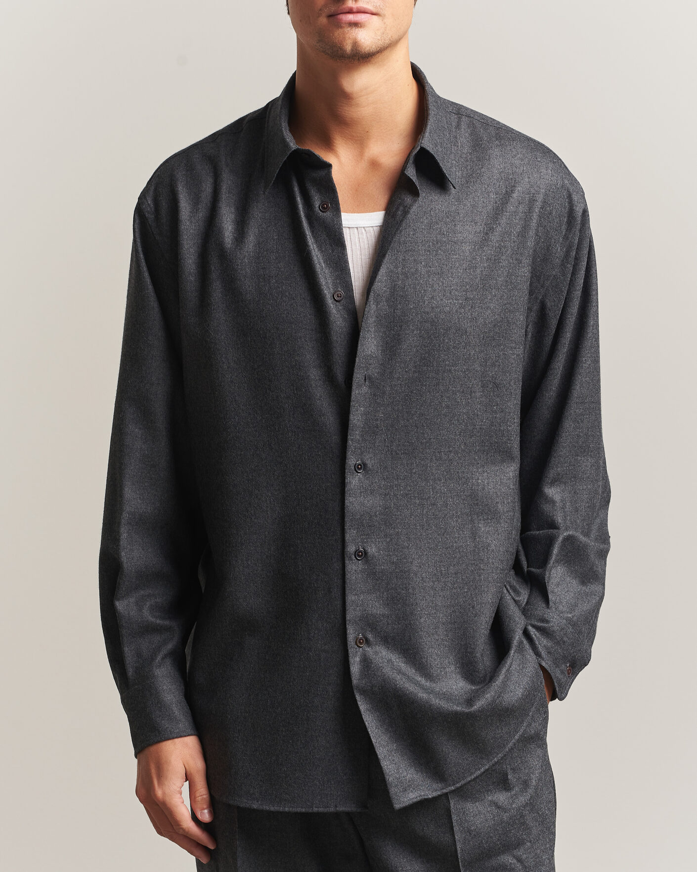 Herren | Hemden | Auralee | Super Light Wool Shirt Charcoal