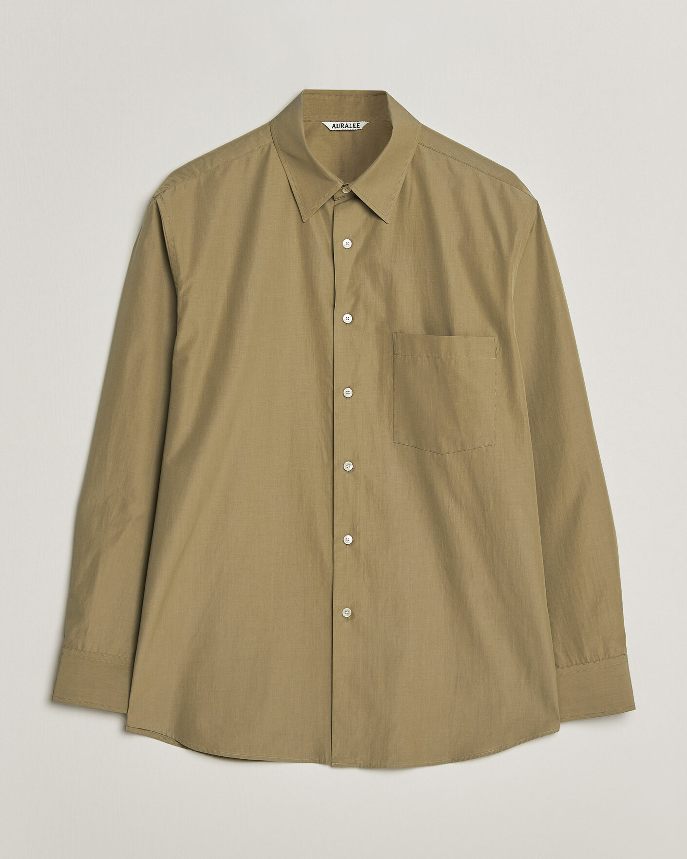 Herren | Hemden | Auralee | Finx Light Weather Chambray Shirt Olive Brown