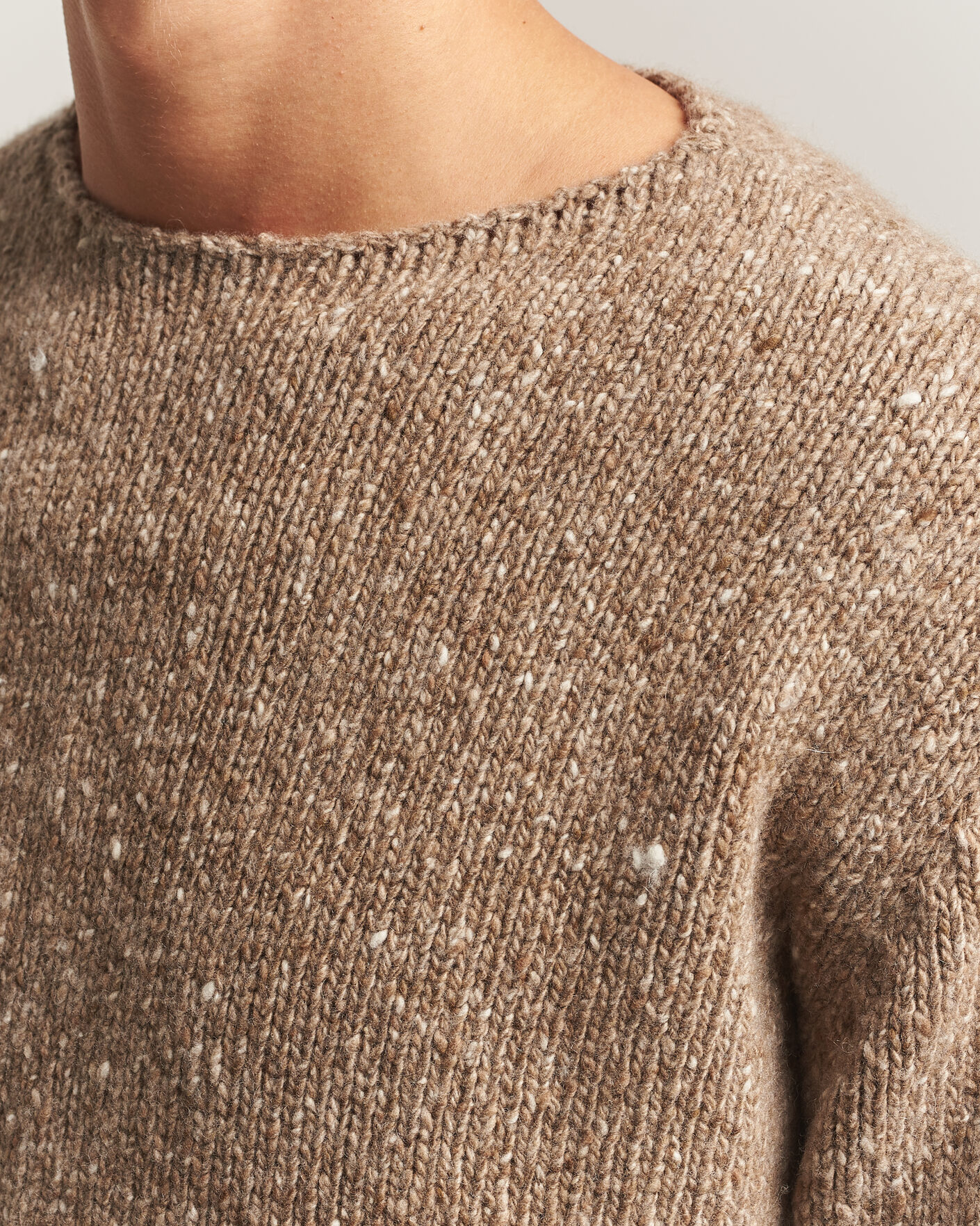 Herren | Pullover | Auralee | Homespun Tweed Knit Pullover Top Brown