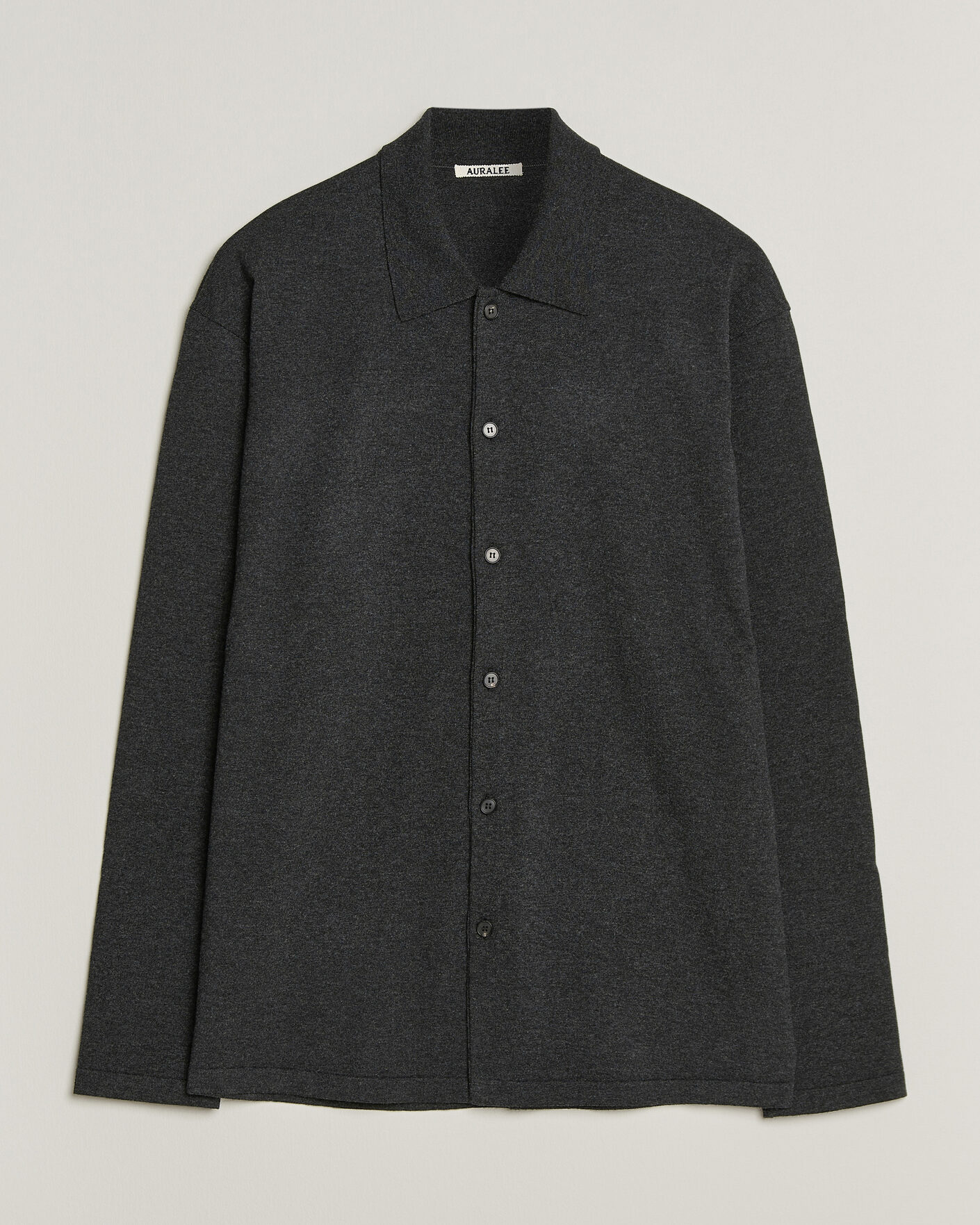 Herren | Pullover | Auralee | High Twist Wool Knit Shirt Cardigan Charcoal