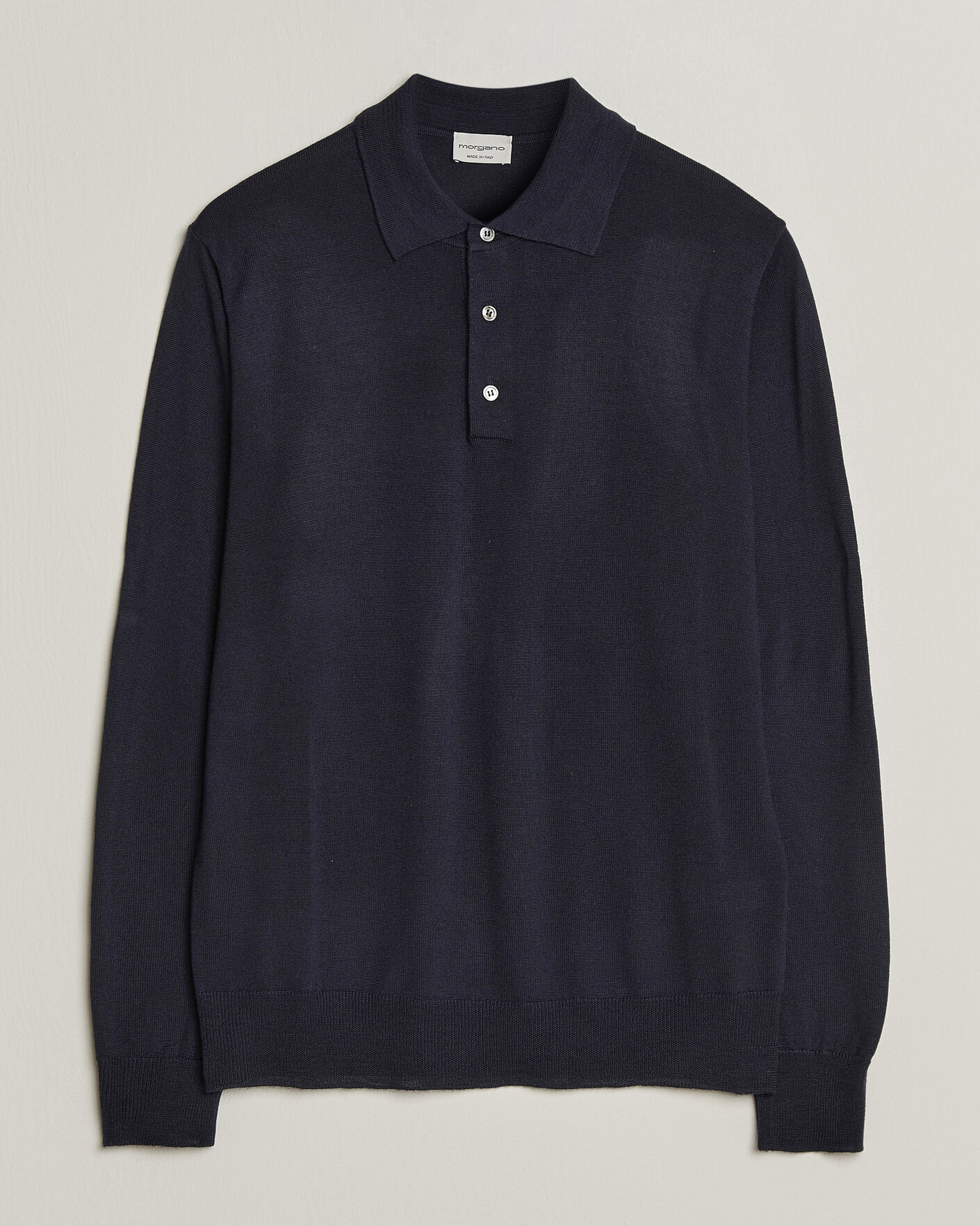 Herren | Pullover | Morgano | Extra Fine Merino Wool Polo Navy