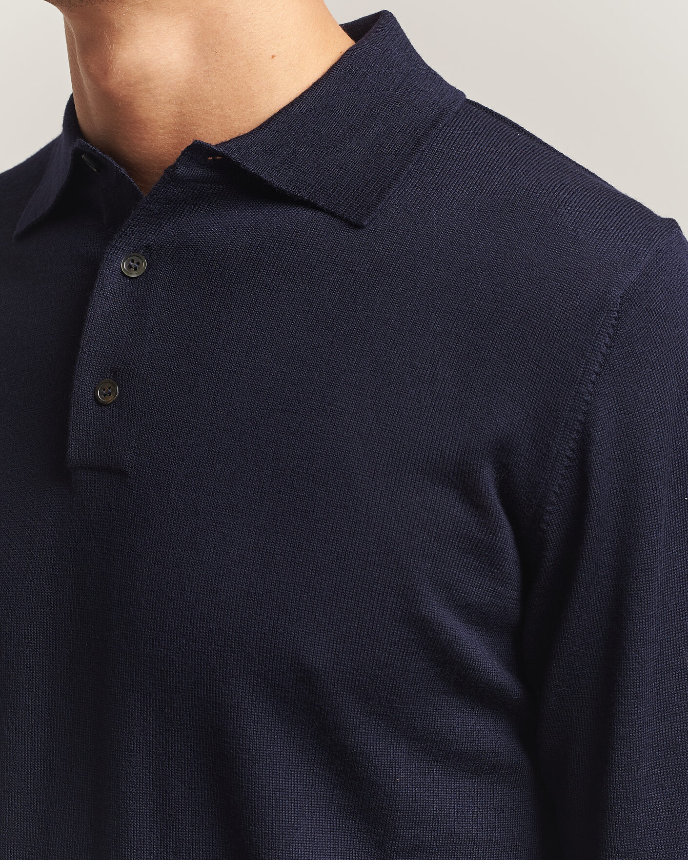 Herren | Pullover | Morgano | Extra Fine Merino Wool Polo Navy