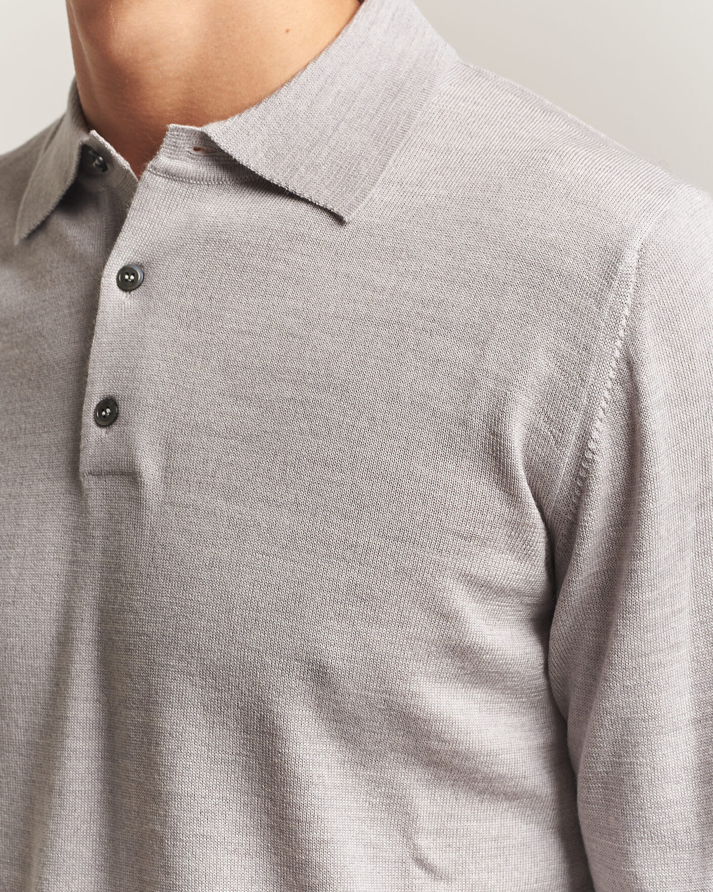 Herren | Pullover | Morgano | Extra Fine Merino Wool Polo Light Grey