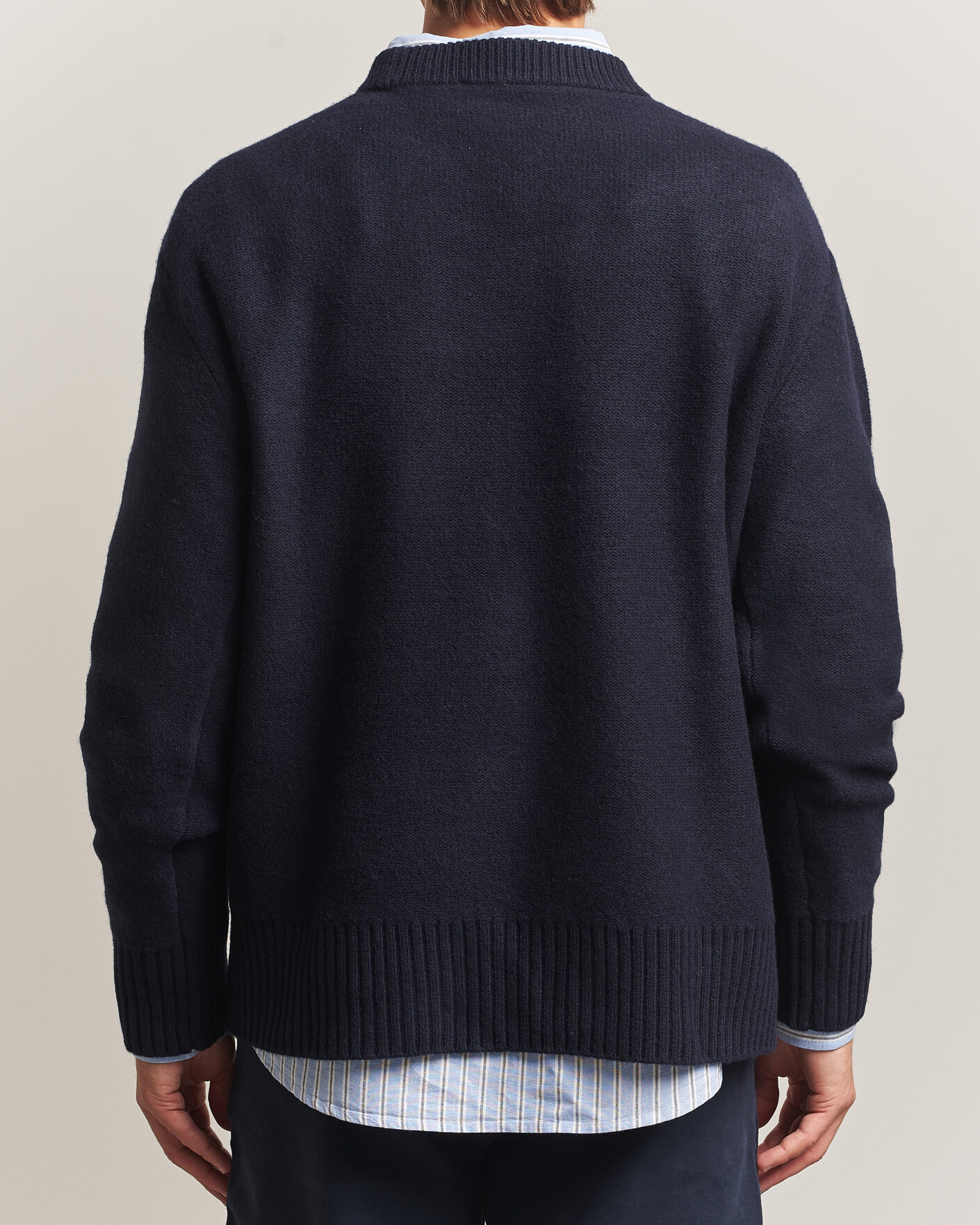Herren | Pullover | A Day's March | Tietar Boiled Merino Sweater Navy
