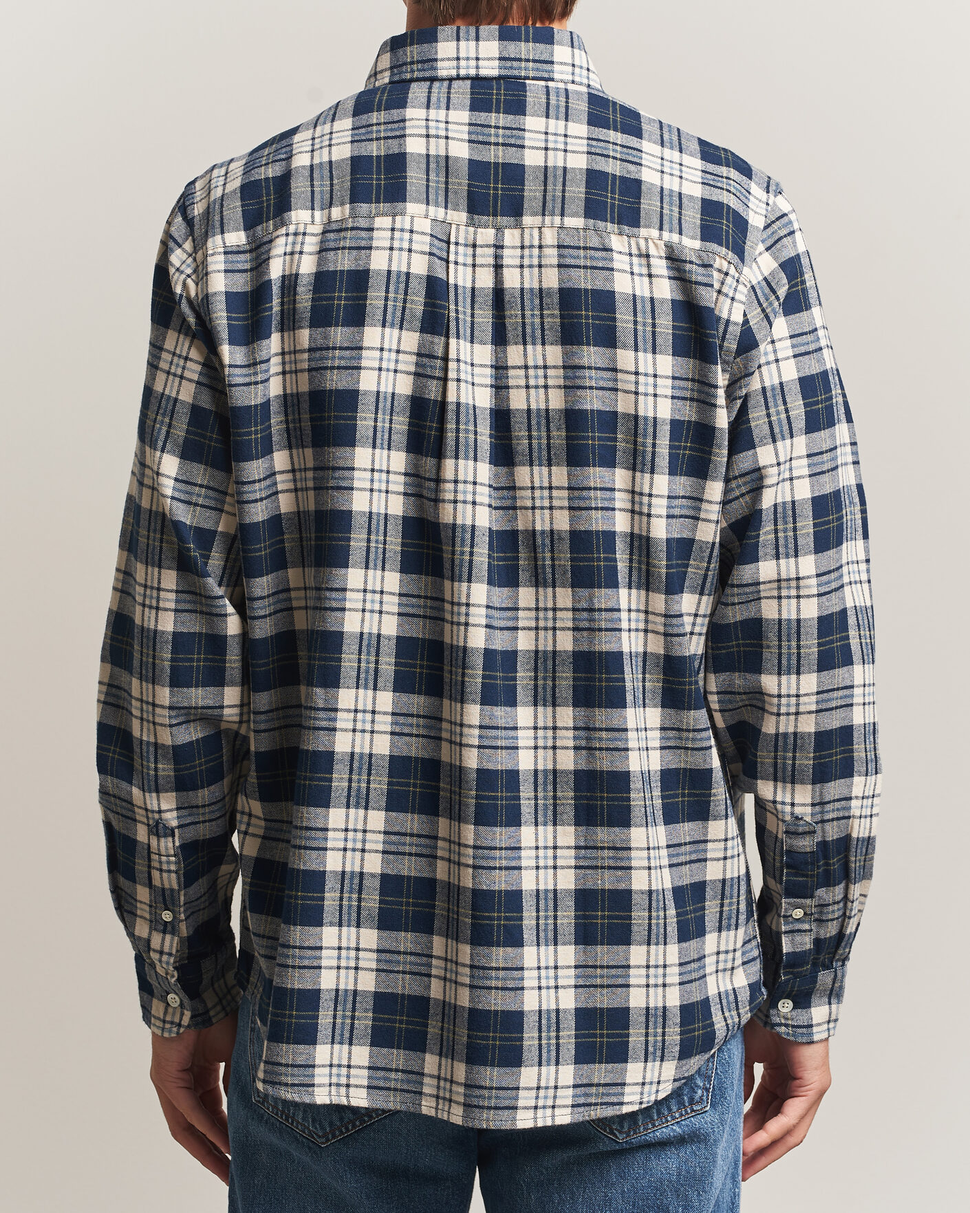 Herren | Hemden | A Day's March | Classic Checked Flannel Shirt Navy/White