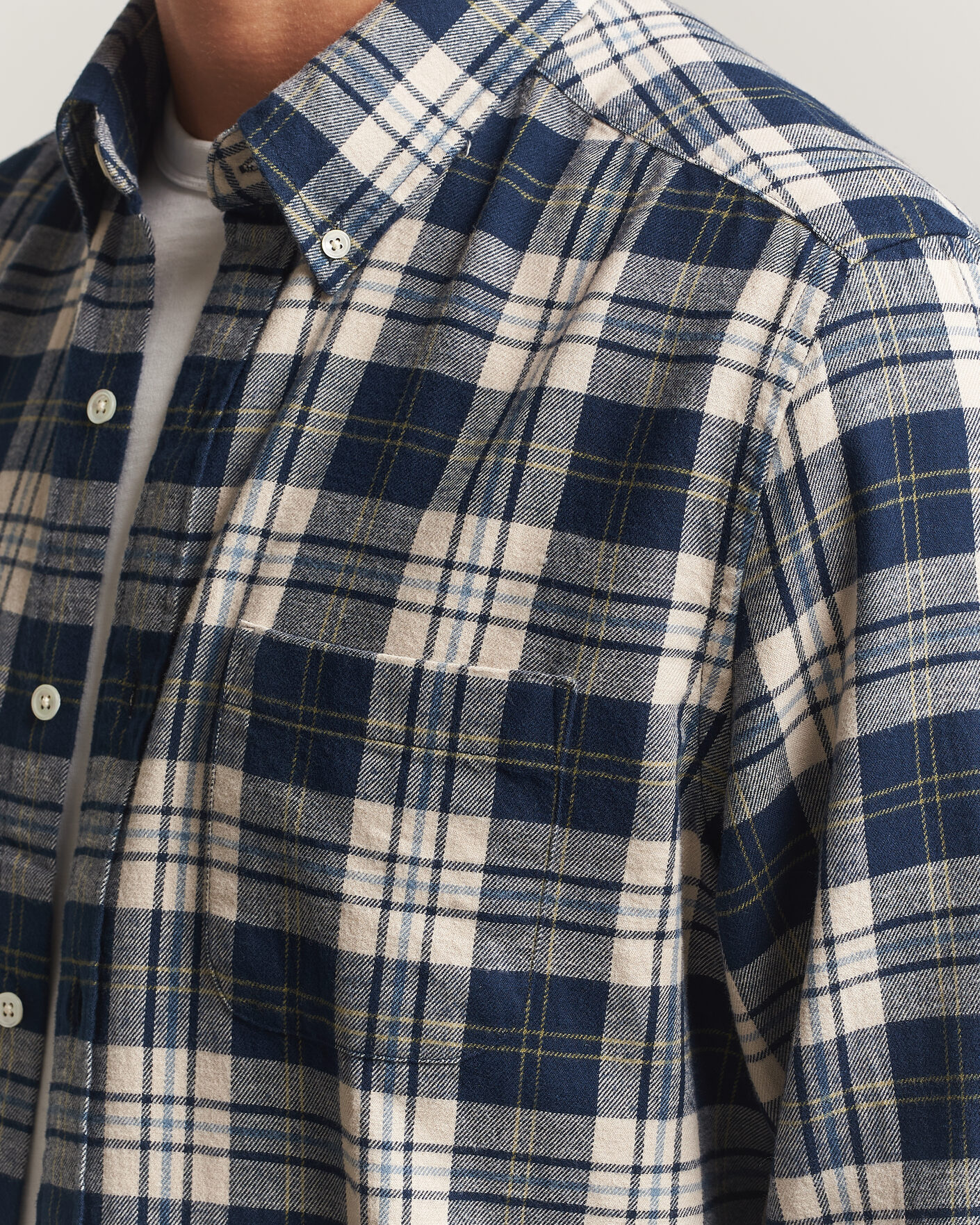 Herren | Hemden | A Day's March | Classic Checked Flannel Shirt Navy/White
