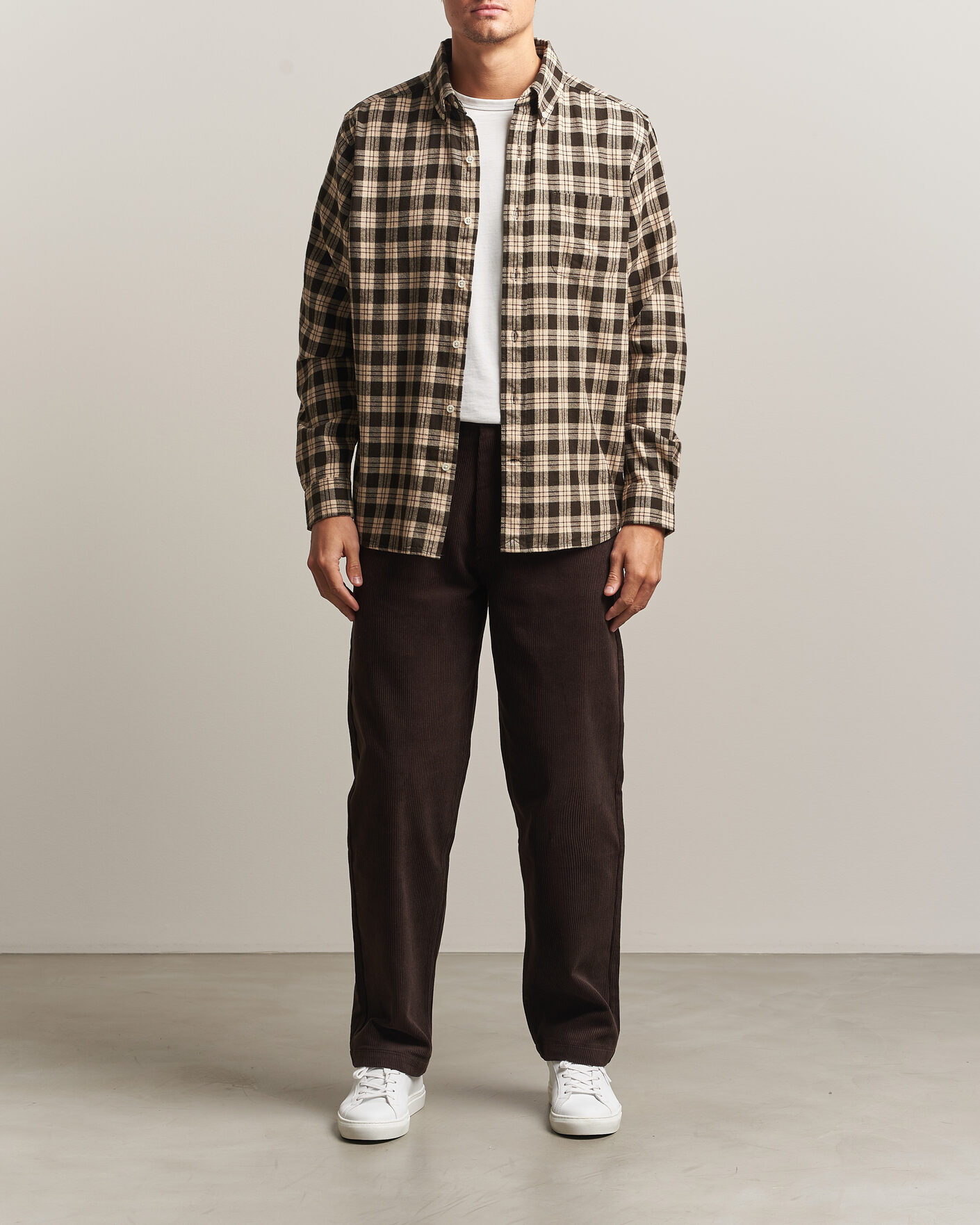 Herren | Hemden | A Day's March | Classic Checked Flannel Shirt Brown/Sand