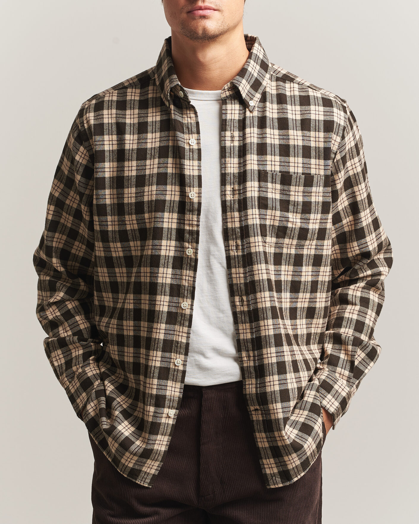 Herren | Hemden | A Day's March | Classic Checked Flannel Shirt Brown/Sand