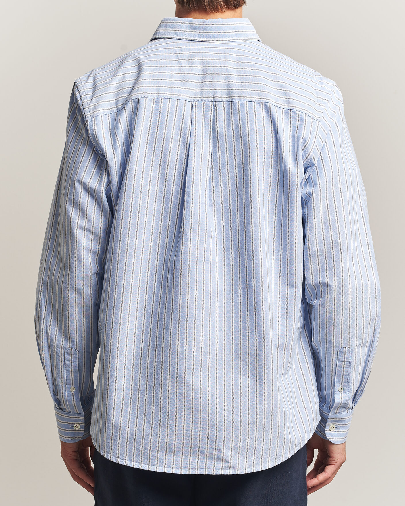Herren | Hemden | A Day's March | Classic Flag Striped Oxford Shirt White/Blue/Black