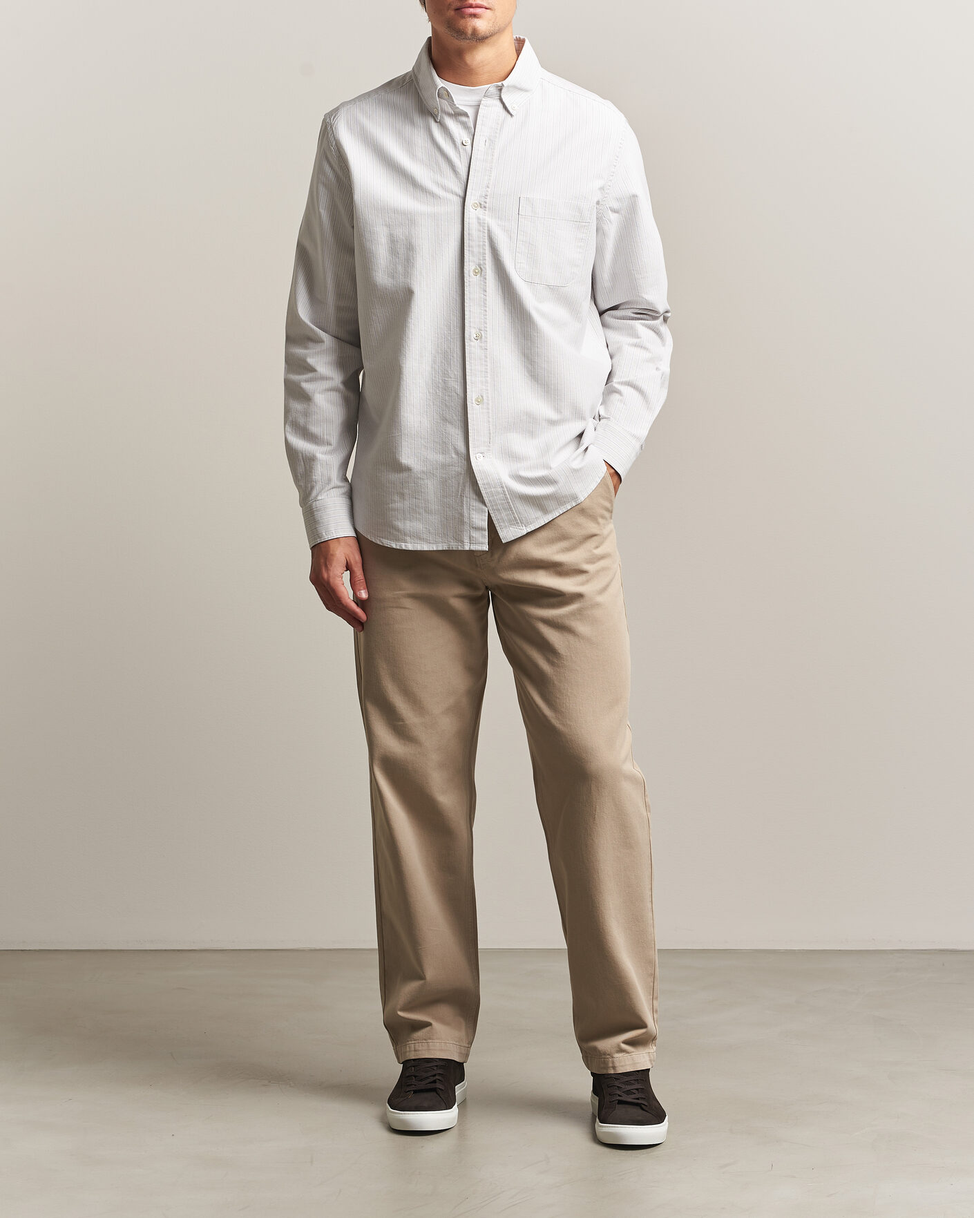 Herren | Hemden | A Day's March | Classic Flag Striped Oxford Shirt Grey/White