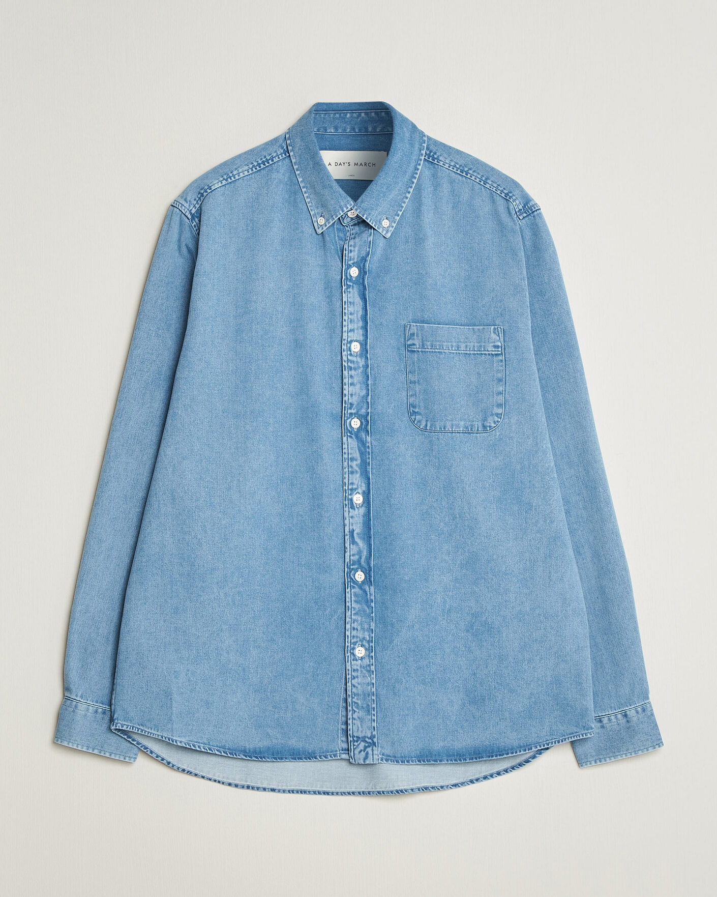 Herren | Hemden | A Day's March | Original Button Down Denim Shirt Light Blue