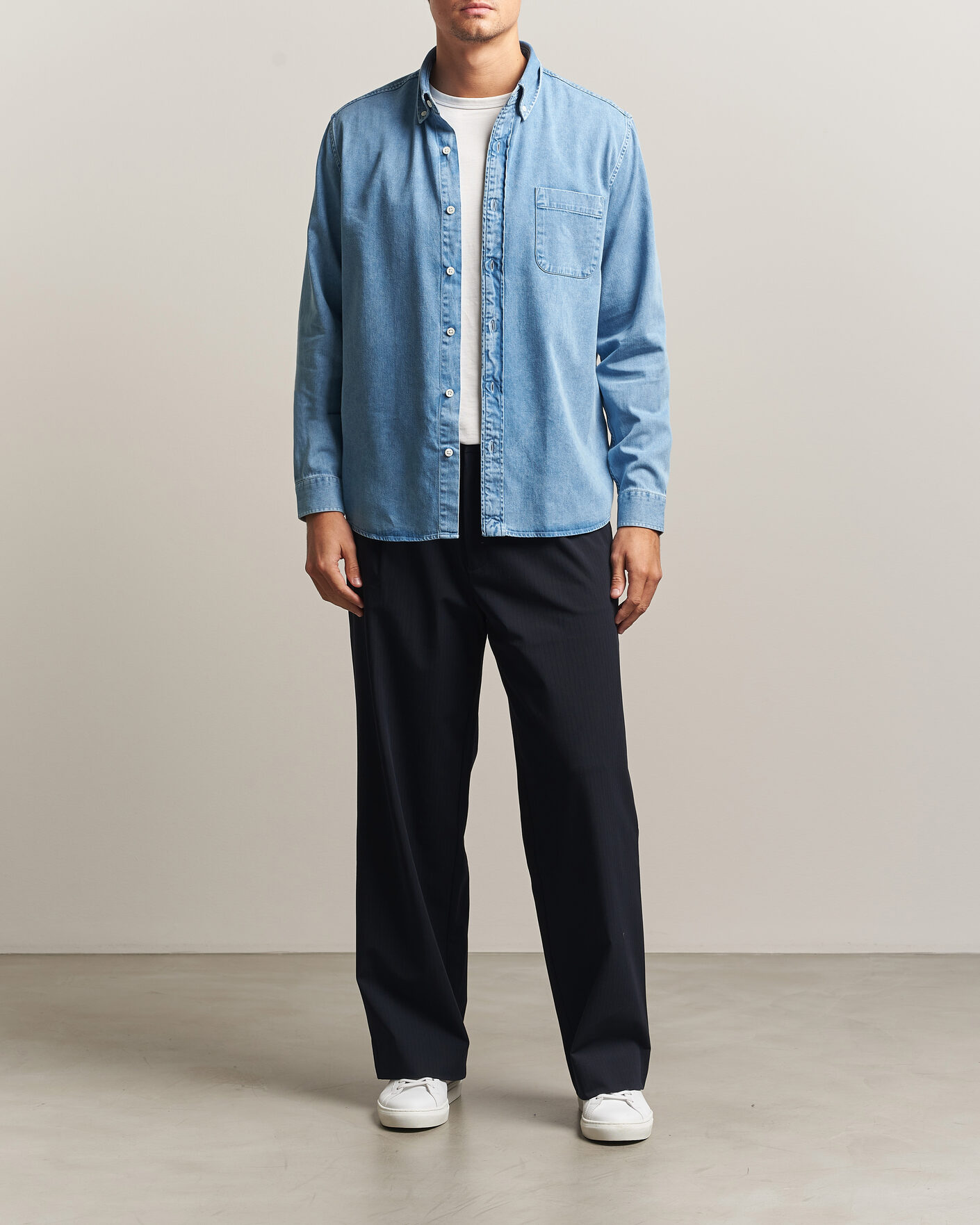Herren | Hemden | A Day's March | Original Button Down Denim Shirt Light Blue