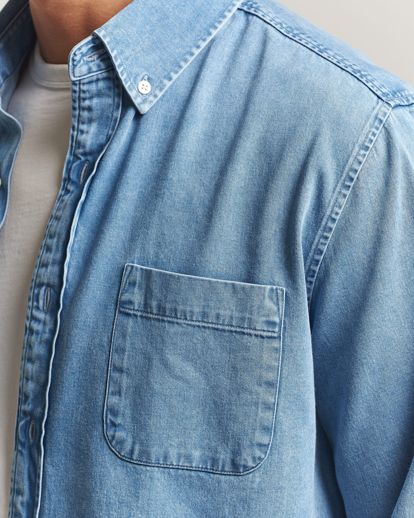 Herren | Hemden | A Day's March | Original Button Down Denim Shirt Light Blue