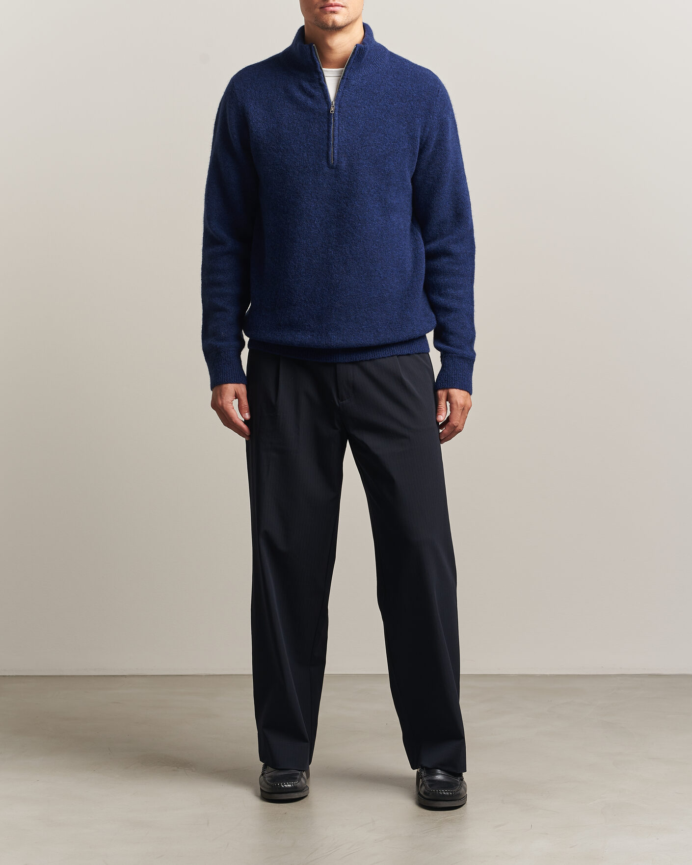 Herren | Pullover | Filippa K | Andrew Yak Knitted Half Zip Deep Blue