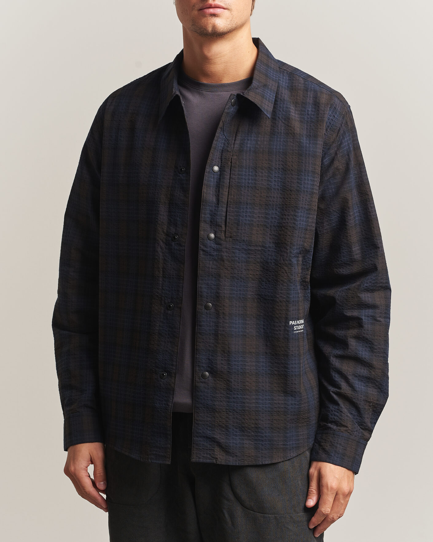Herren | Hemden | Pas Normal Studios | Off-Race Seersucker Shirt Dark Navy