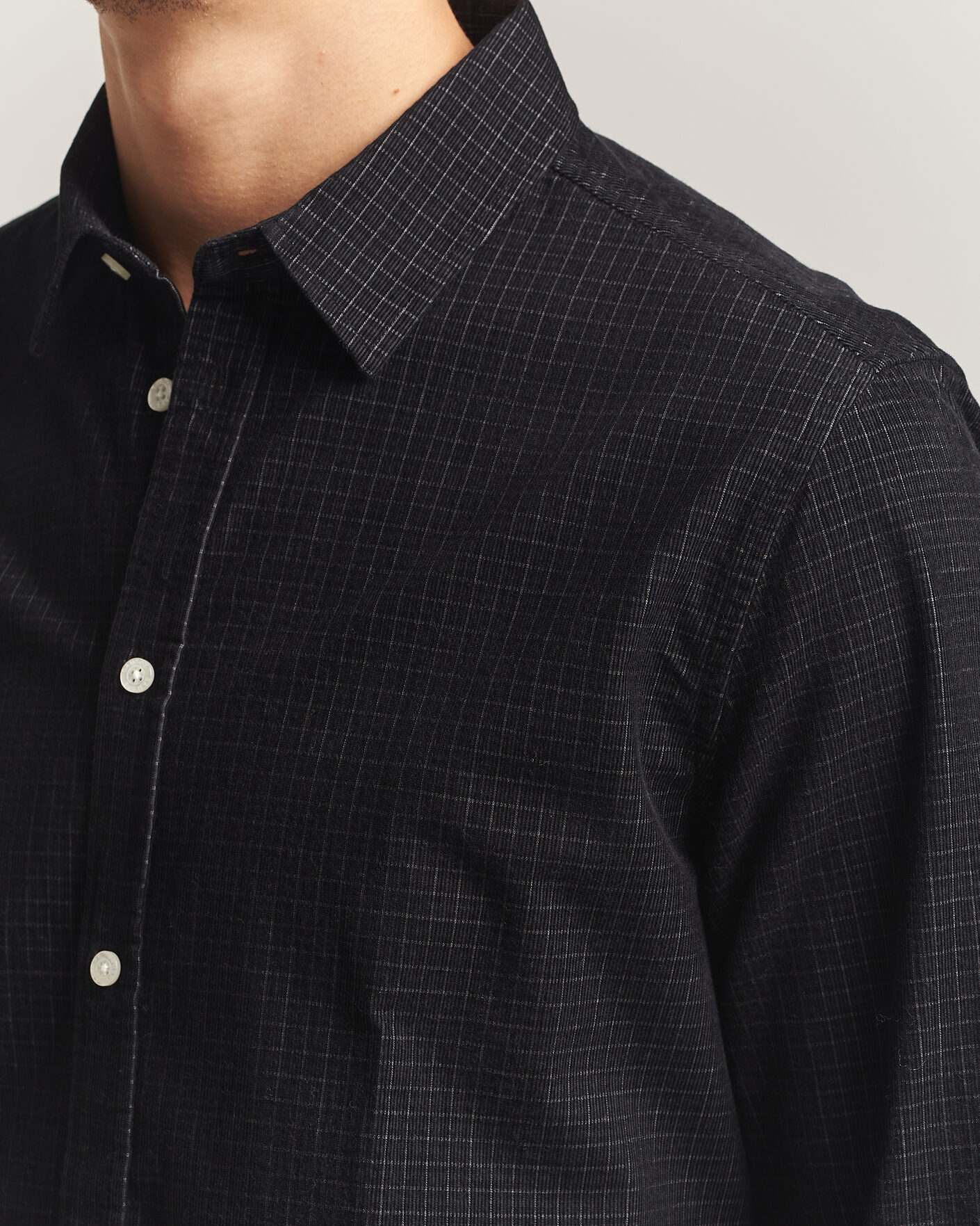 Herren | Hemden | Samsøe Samsøe | Liam Baby Cord Checked Shirt Black