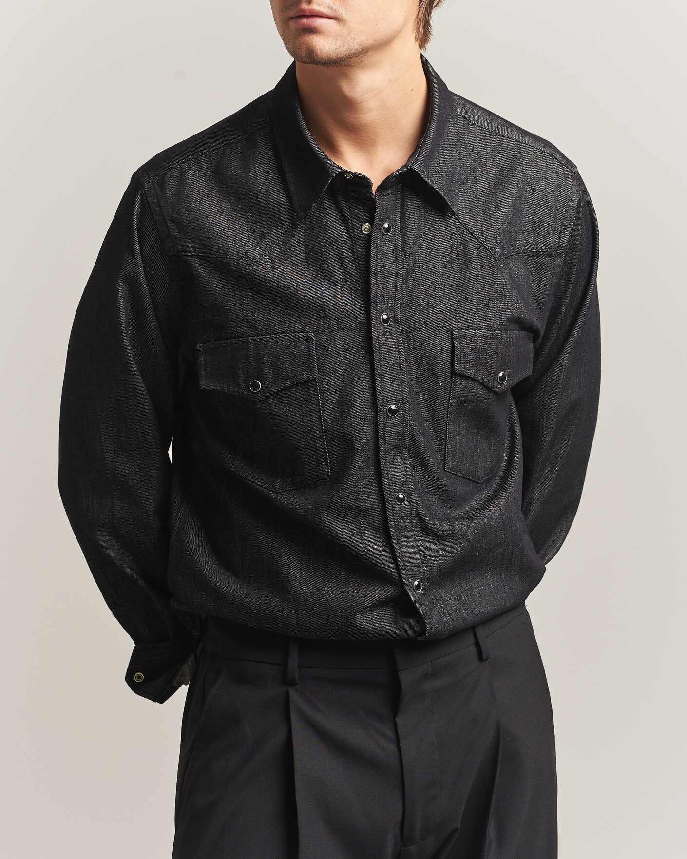 Herren | Hemden | Oscar Jacobson | Straight Fit Western Shirt Dark Grey