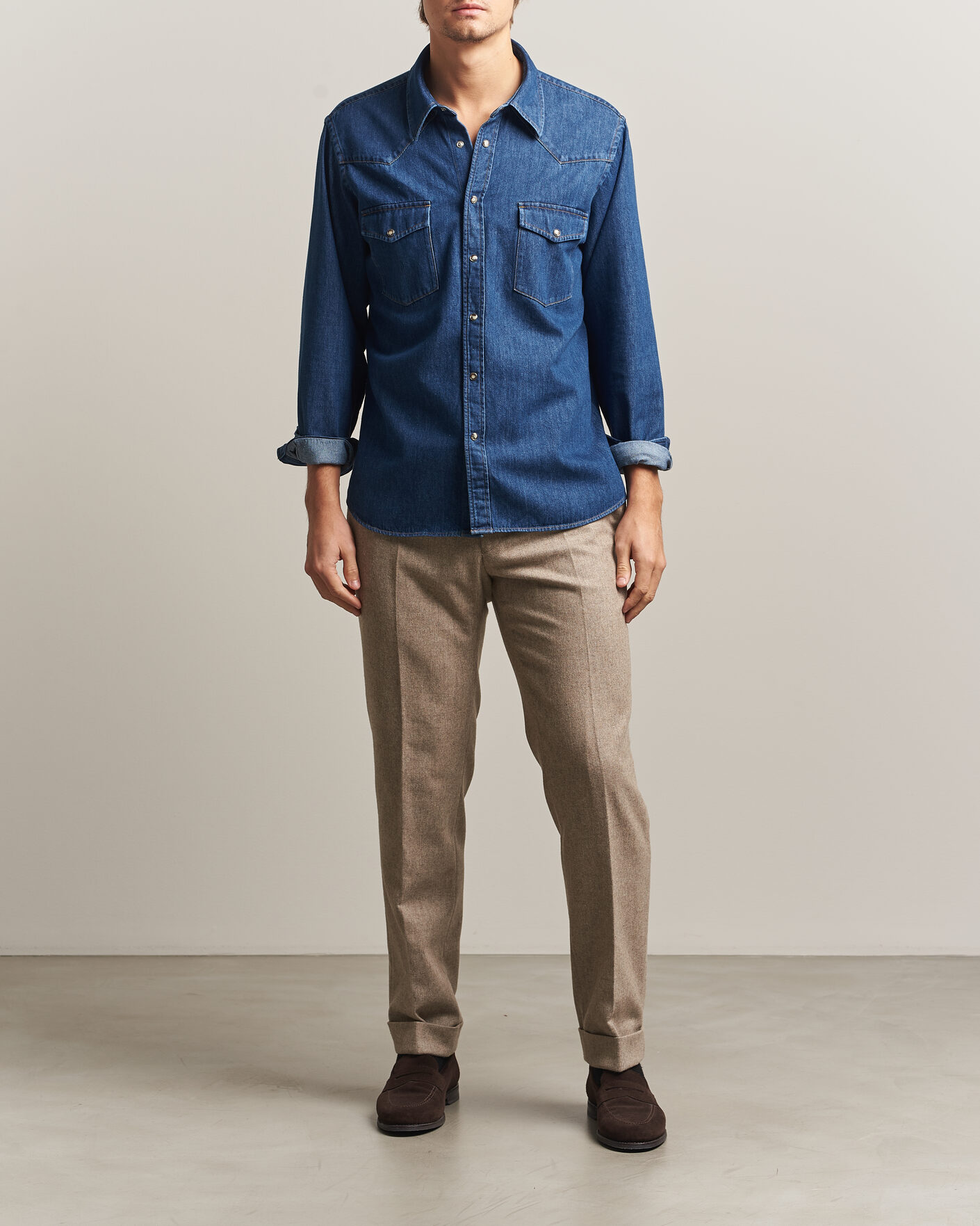 Herren | Hemden | Oscar Jacobson | Straight Fit Western Shirt Blue