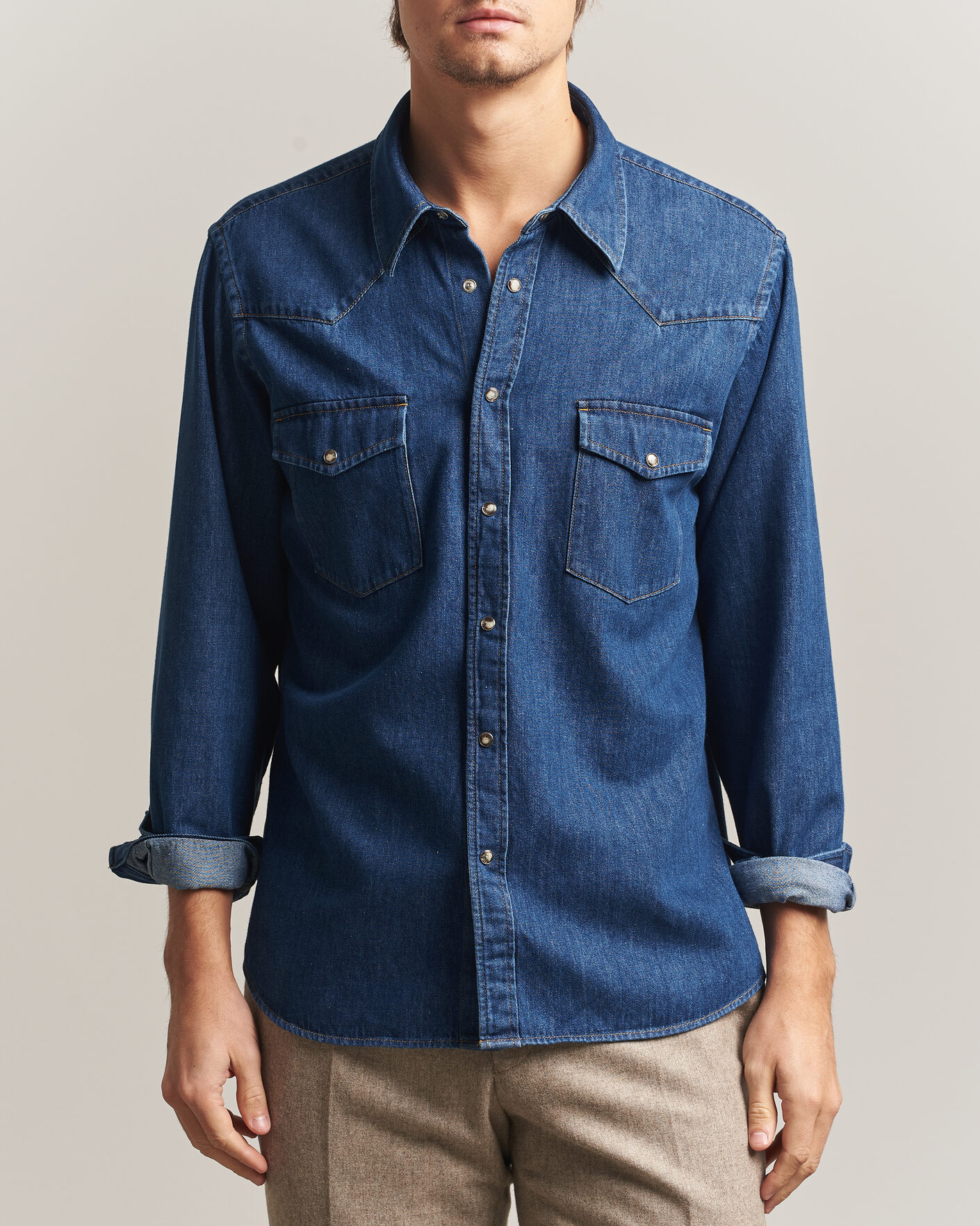 Herren | Hemden | Oscar Jacobson | Straight Fit Western Shirt Blue