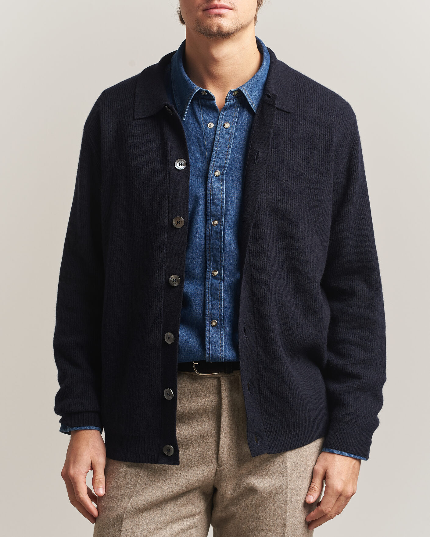 Herren | Pullover | Oscar Jacobson | Federico Wool/Cashmere Cardigan Navy