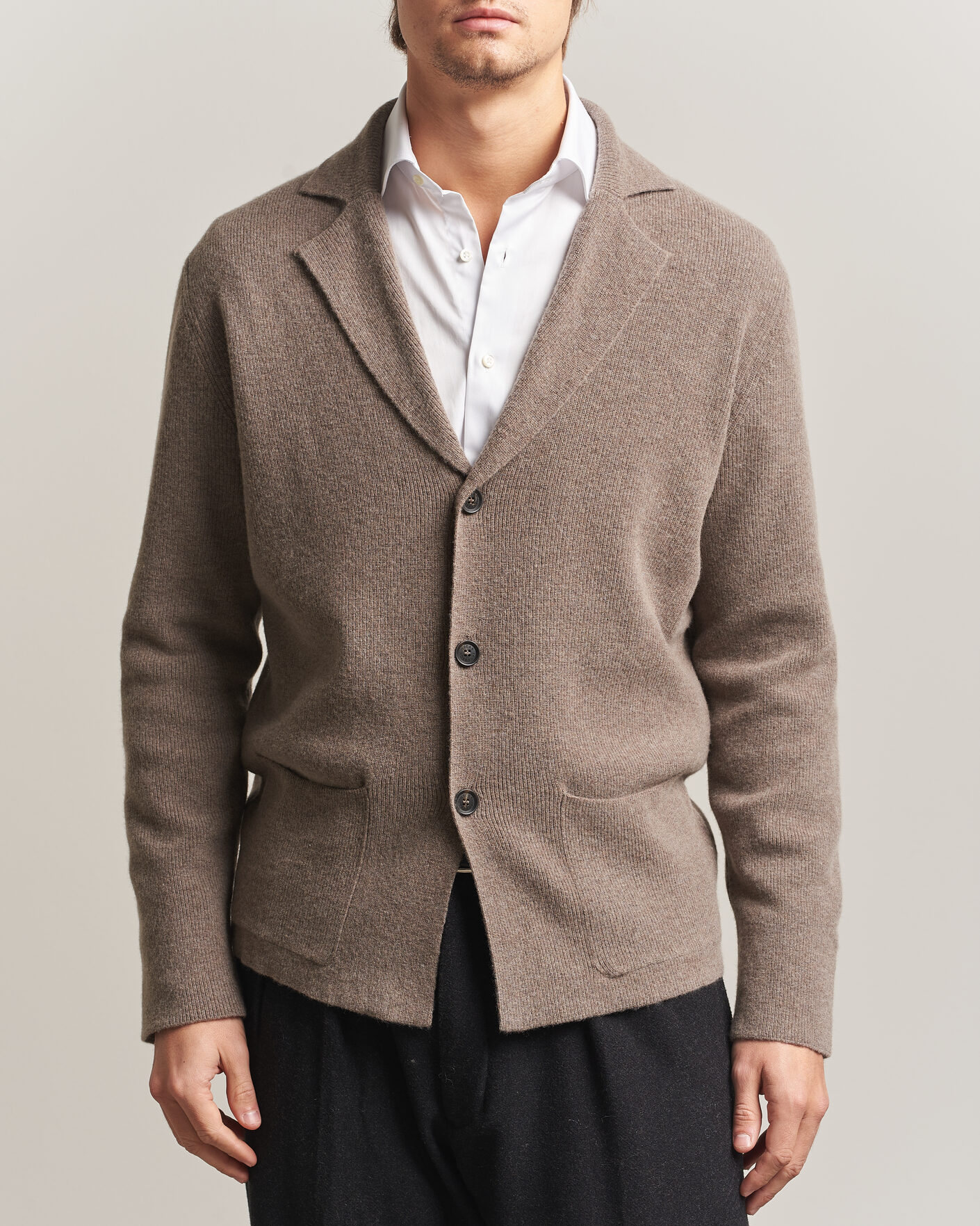 Herren | Sakkos | Oscar Jacobson | Antonio Knitted Blazer Taupe