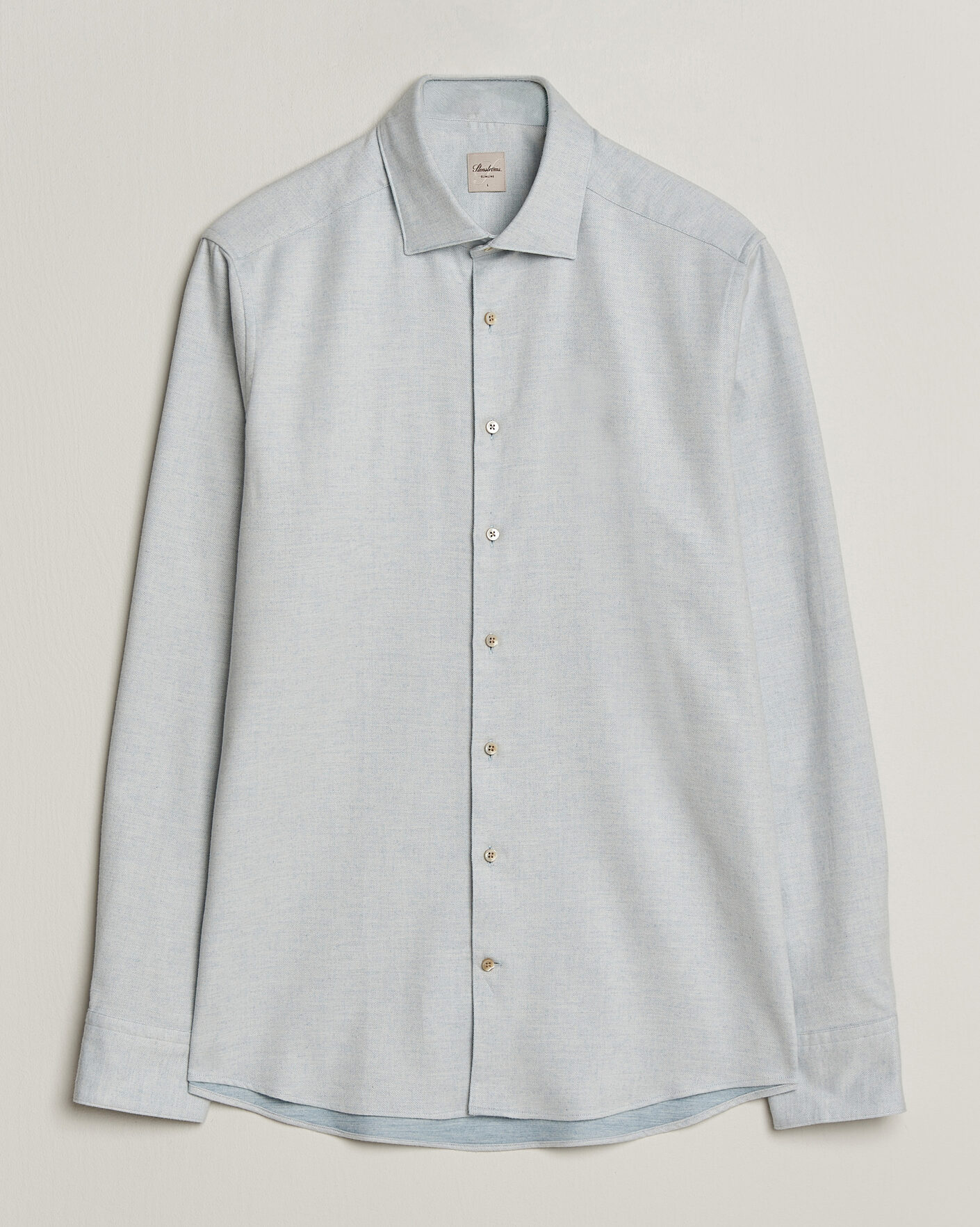 Herren | Hemden | Stenströms | Slimline Flannel Shirt Light Blue