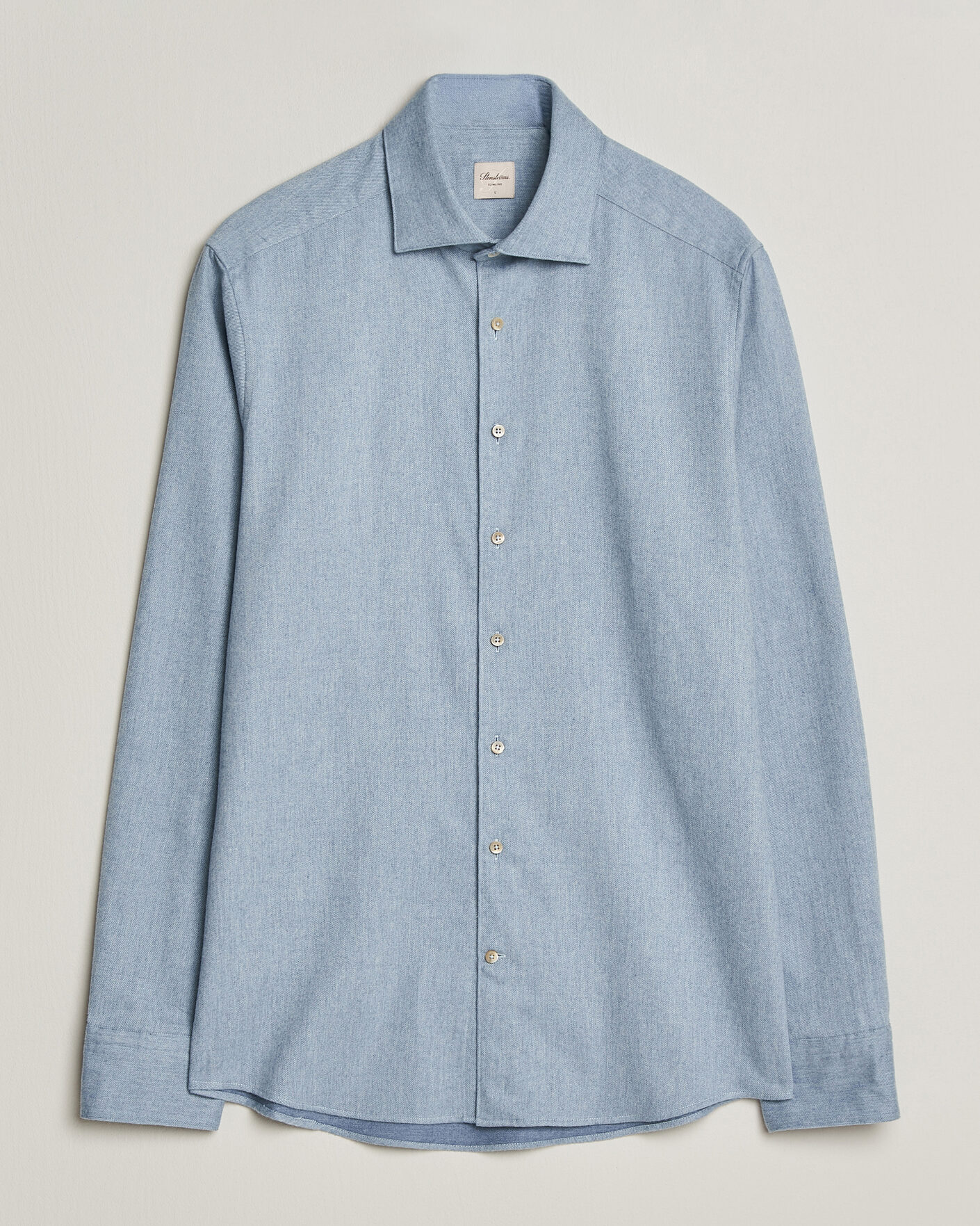 Herren | Hemden | Stenströms | Slimline Flannel Shirt Blue