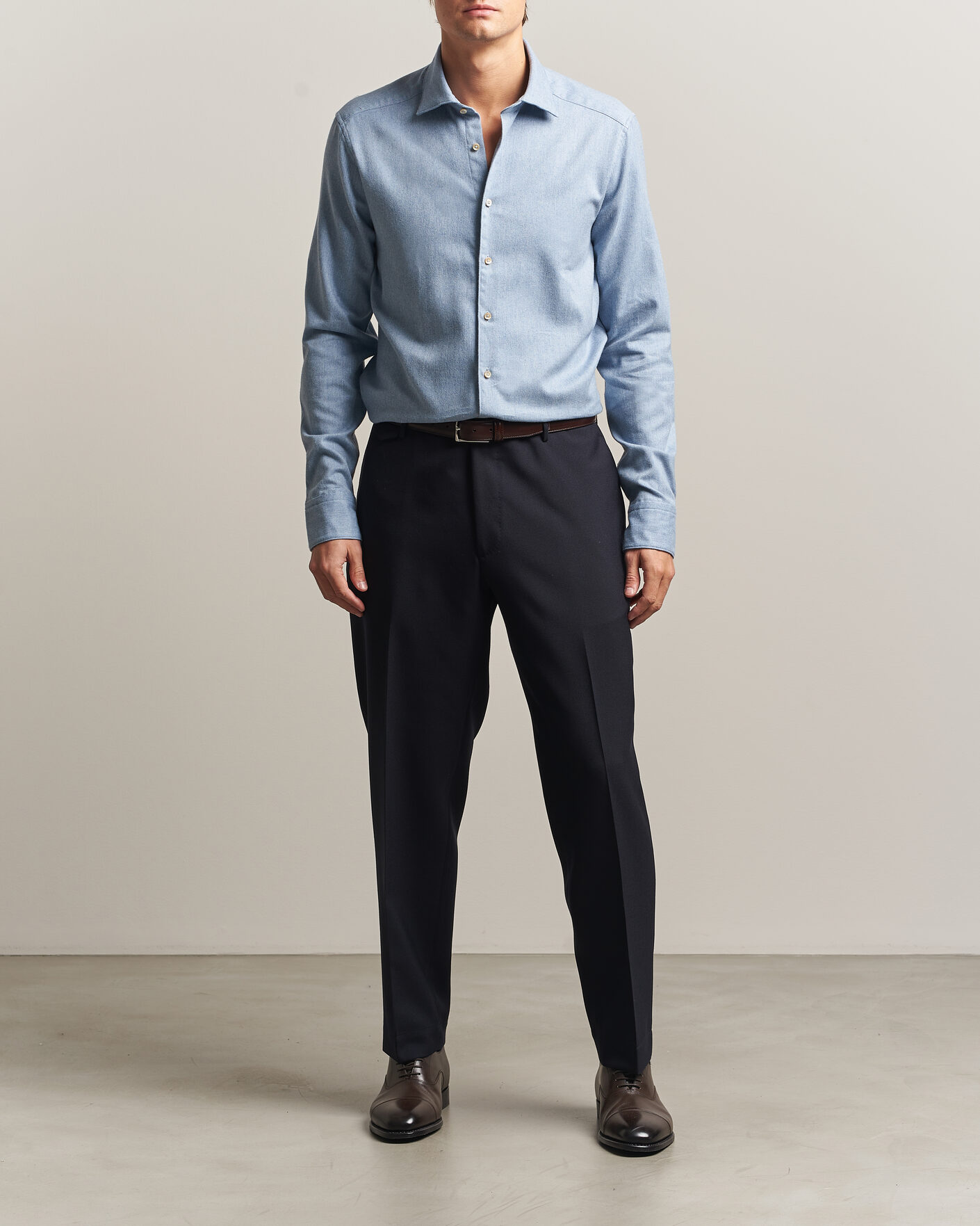 Herren | Hemden | Stenströms | Slimline Flannel Shirt Blue