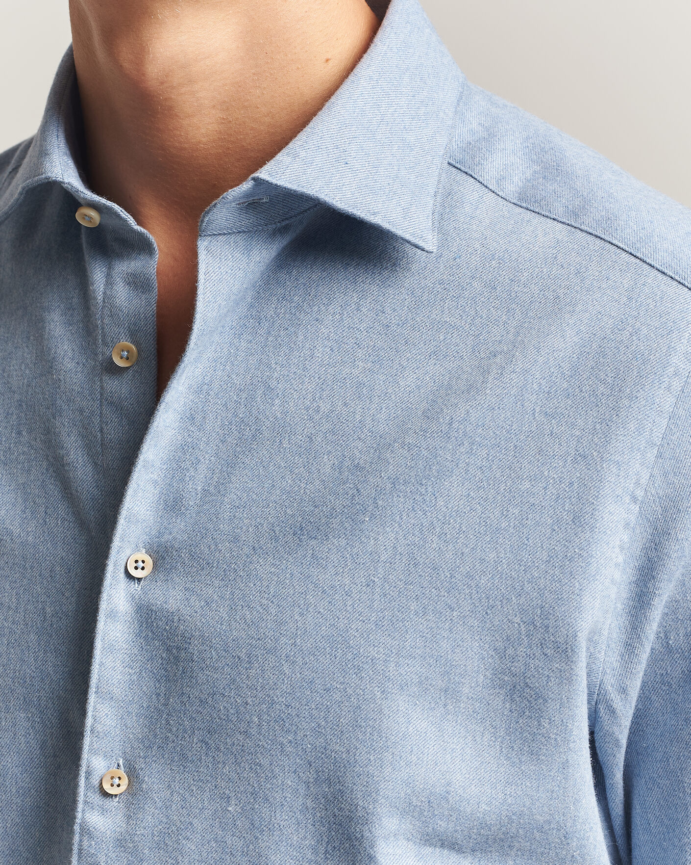 Herren | Hemden | Stenströms | Slimline Flannel Shirt Blue