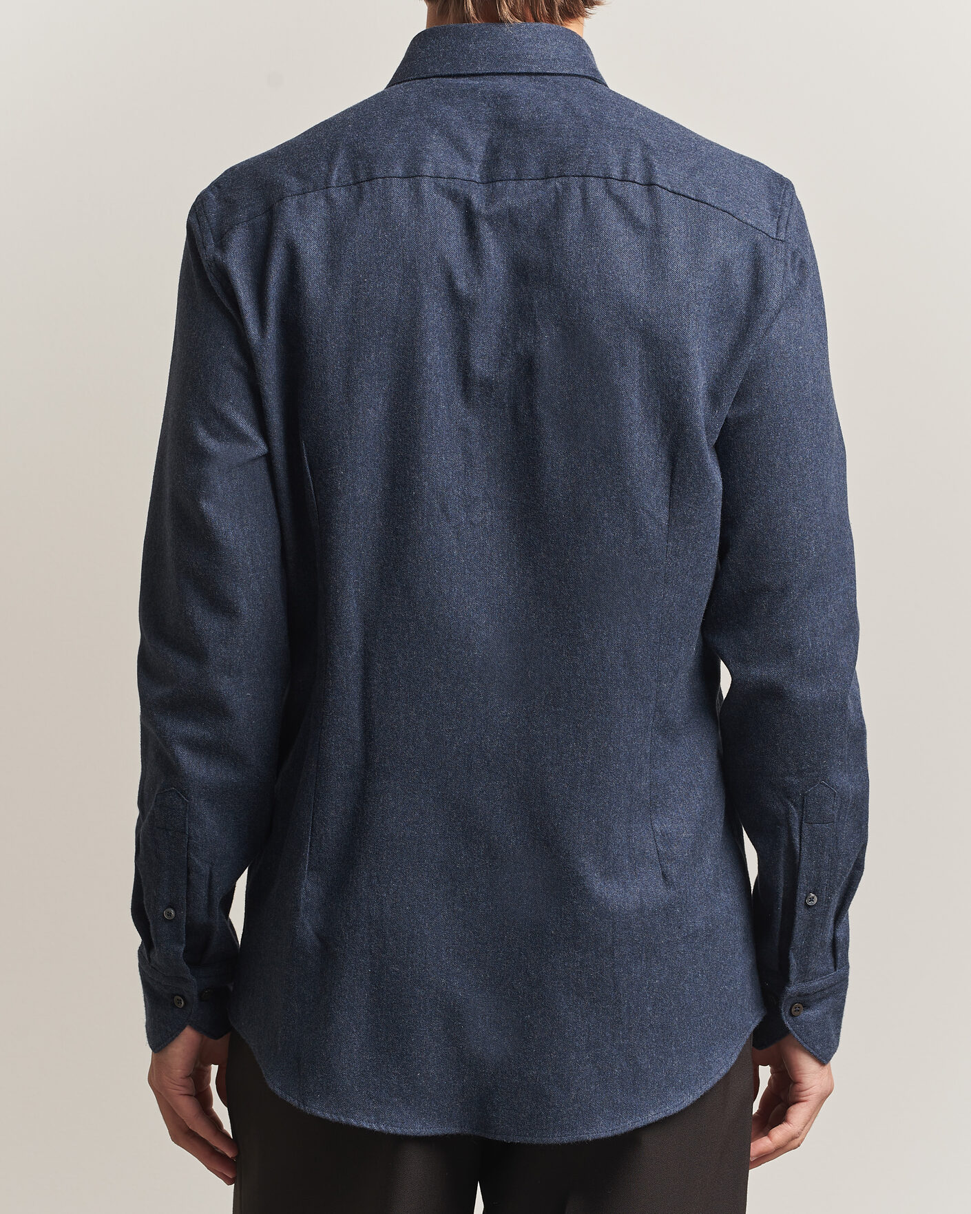 Herren | Hemden | Stenströms | Slimline Flannel Shirt Navy