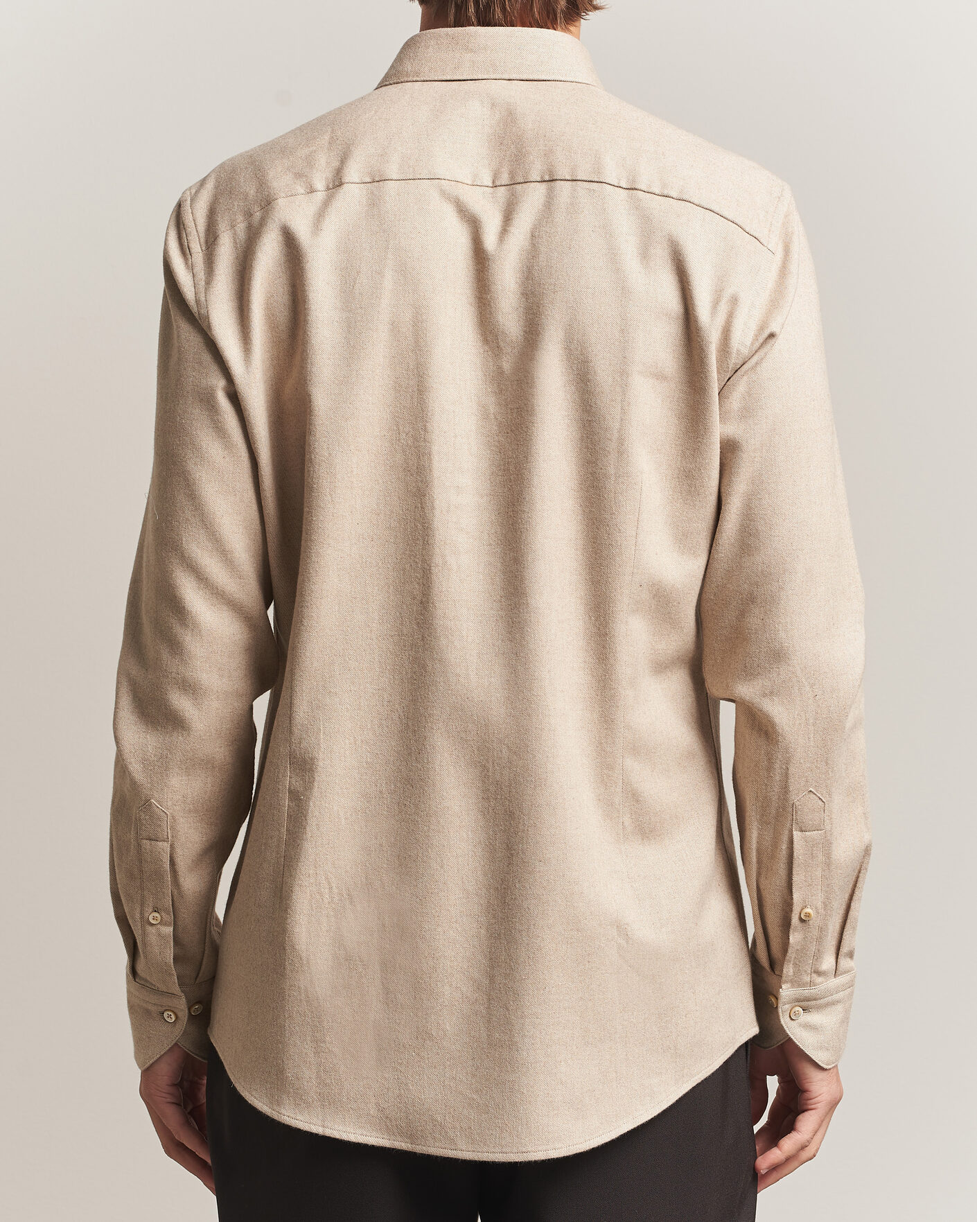 Herren | Hemden | Stenströms | Slimline Flannel Shirt Beige