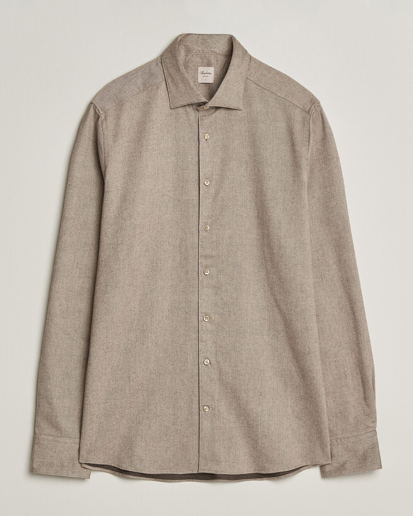 Herren | Hemden | Stenströms | Slimline Flannel Shirt Light Brown