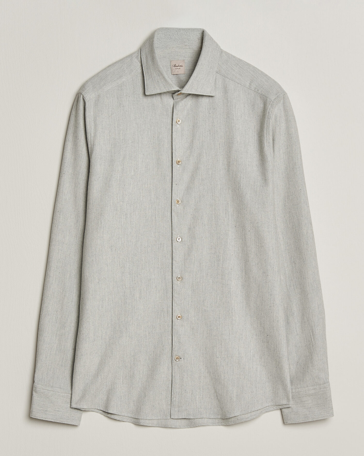 Herren | Hemden | Stenströms | Slimline Flannel Shirt Light Grey