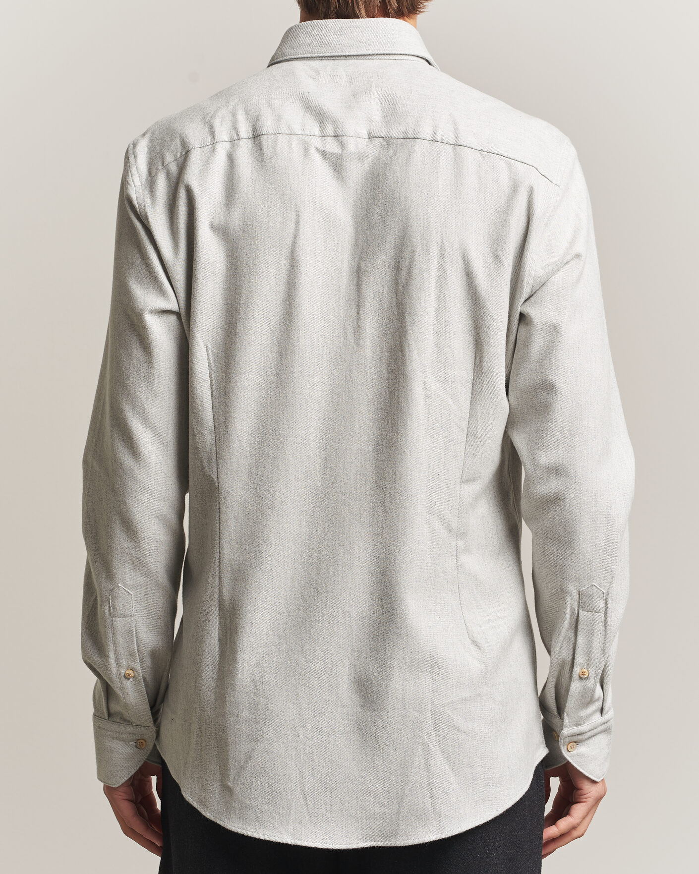 Herren | Hemden | Stenströms | Slimline Flannel Shirt Light Grey