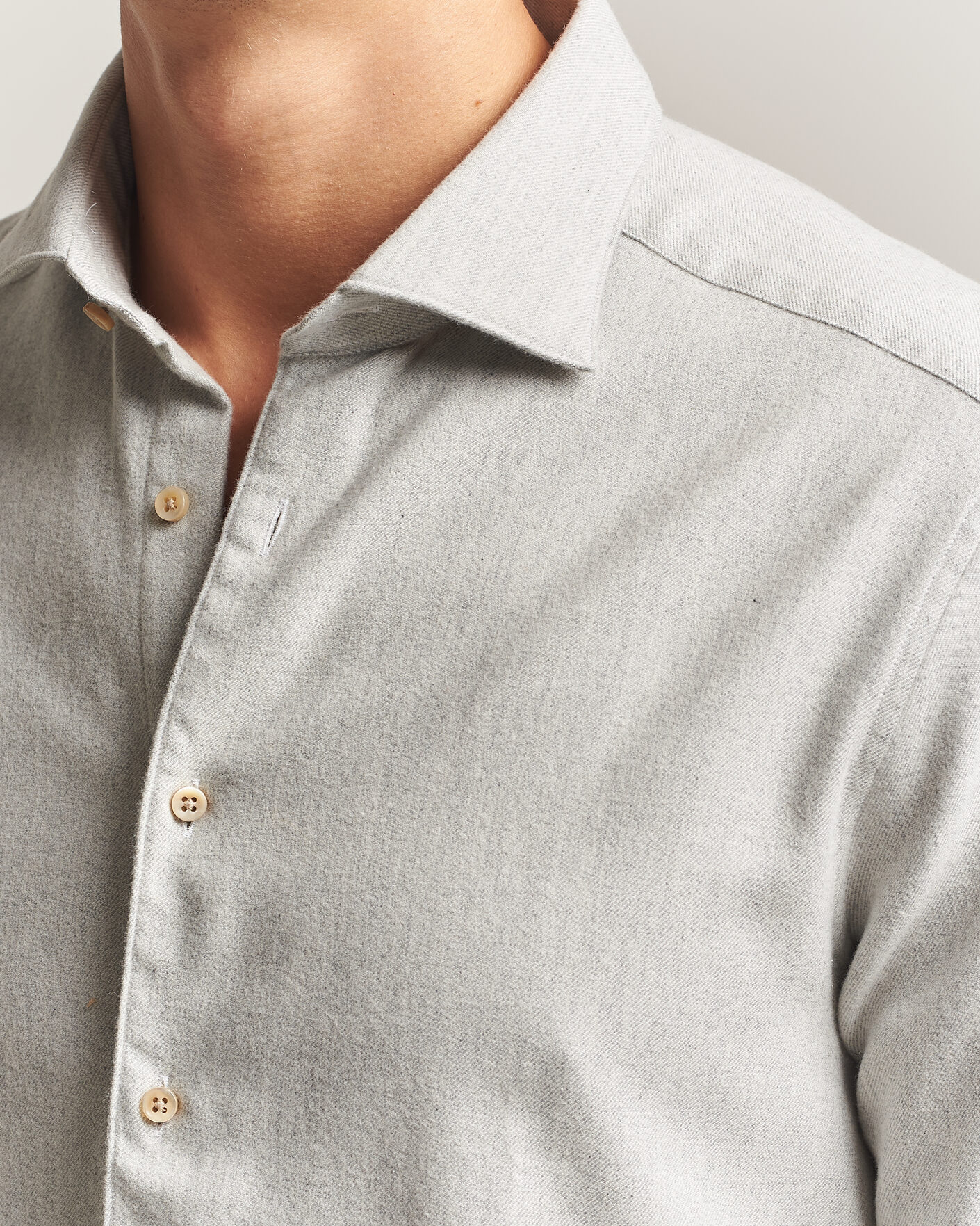 Herren | Hemden | Stenströms | Slimline Flannel Shirt Light Grey