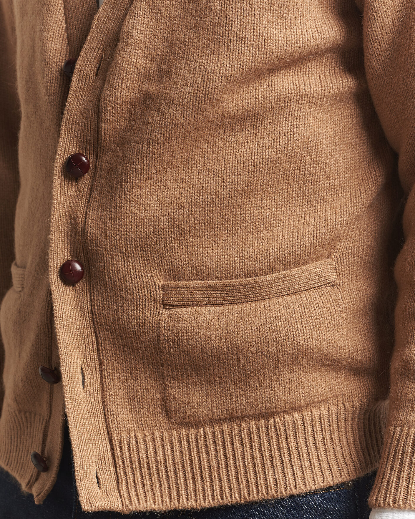 Herren | Pullover | William Lockie | Datchet Camelhair Cardigan Natural Brown