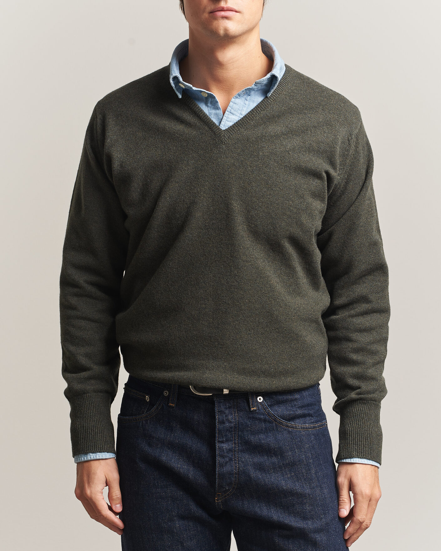 Herren | Pullover | William Lockie | Rob Lambswool V-Neck Seaweed