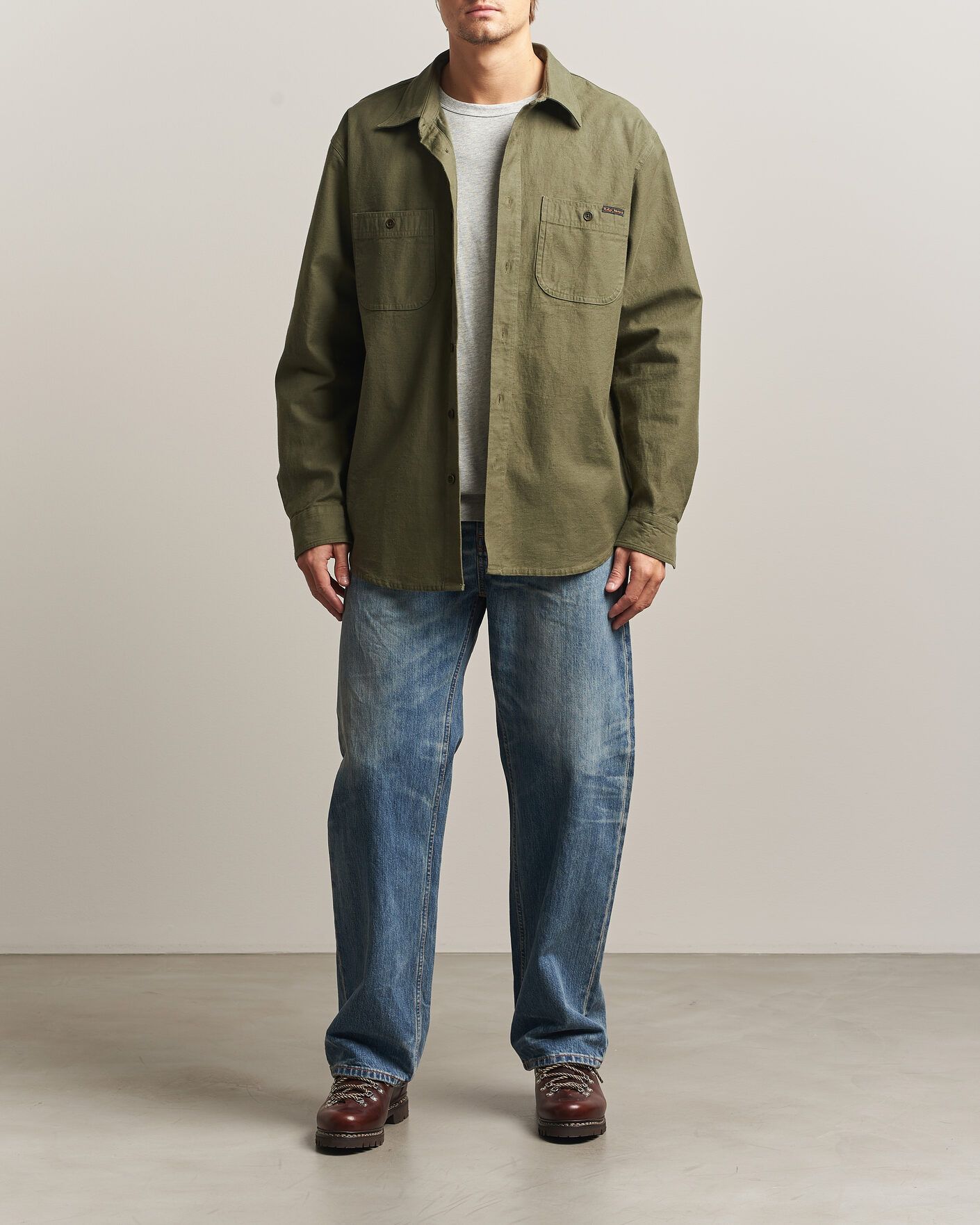 Herren | Hemden | Nudie Jeans | Julian Worker Shirt Olive Green