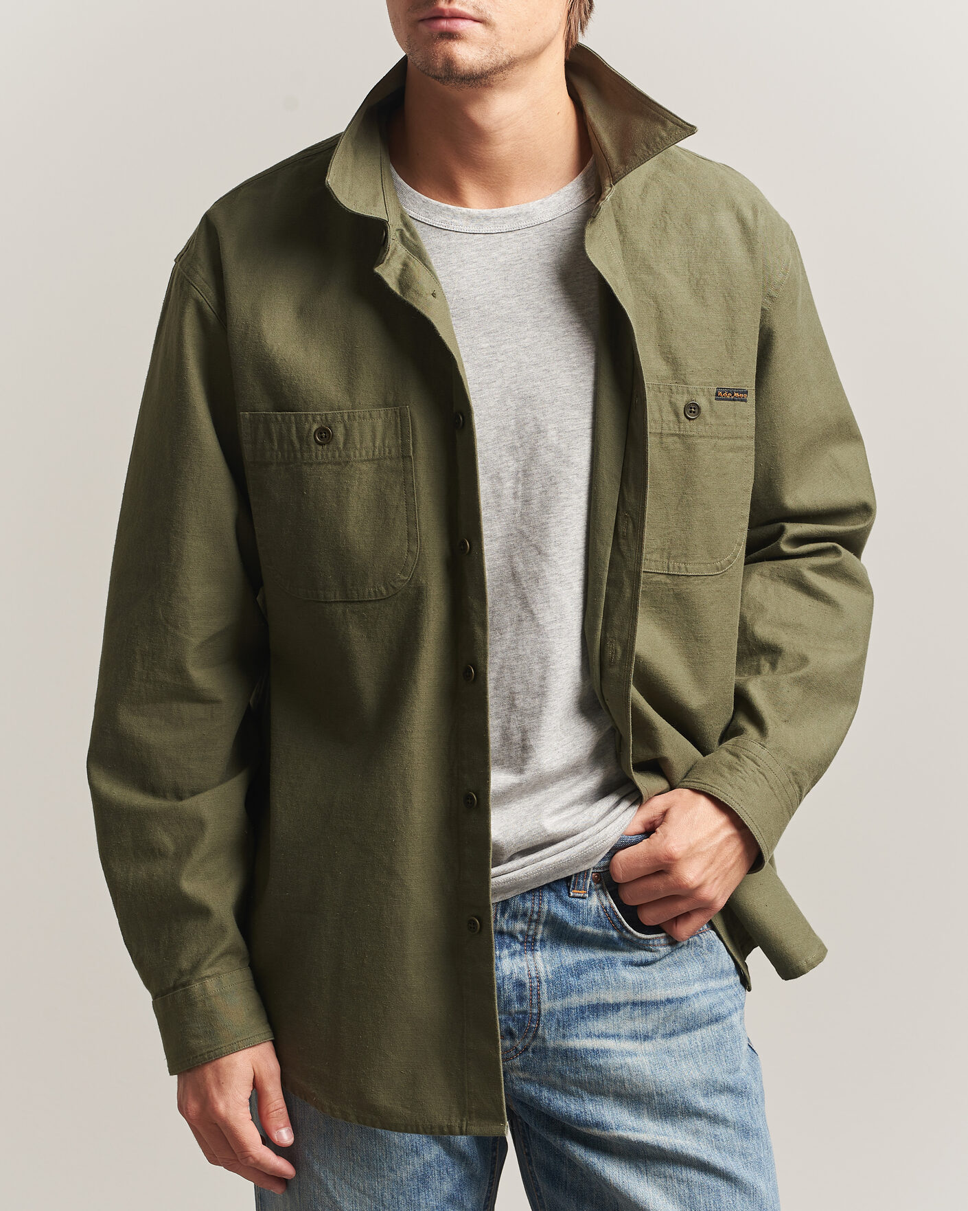 Herren | Hemden | Nudie Jeans | Julian Worker Shirt Olive Green