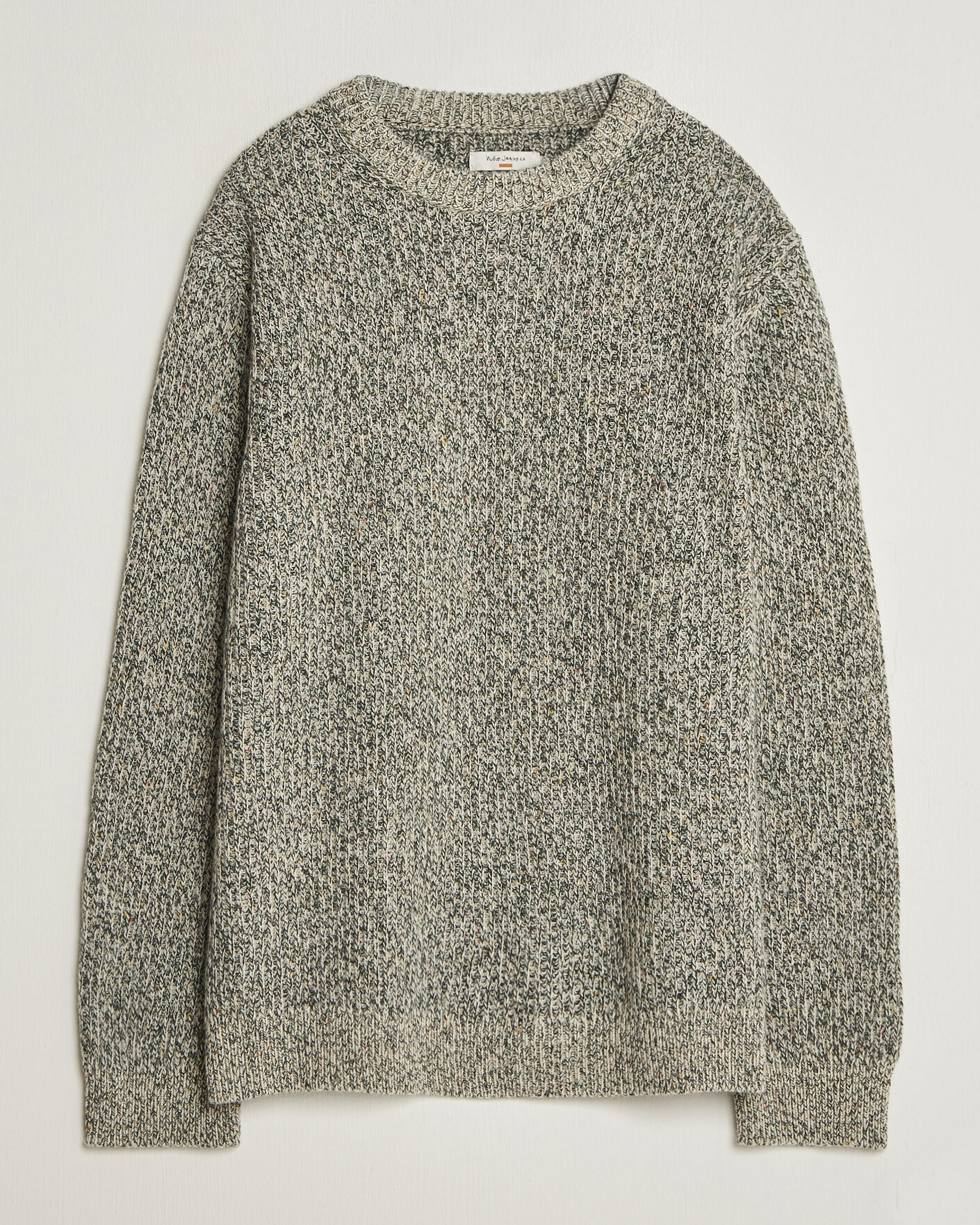 Herren | Pullover | Nudie Jeans | August Wool Rib Knitted Sweater Green Melange