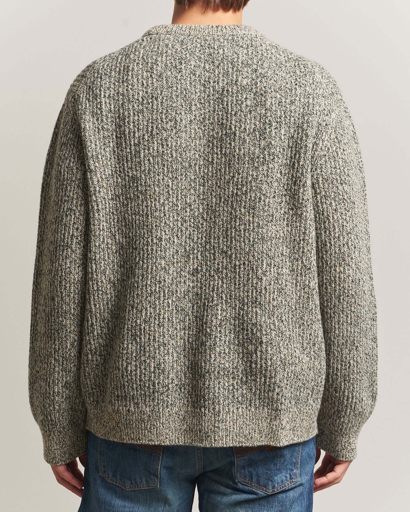 Herren | Pullover | Nudie Jeans | August Wool Rib Knitted Sweater Green Melange