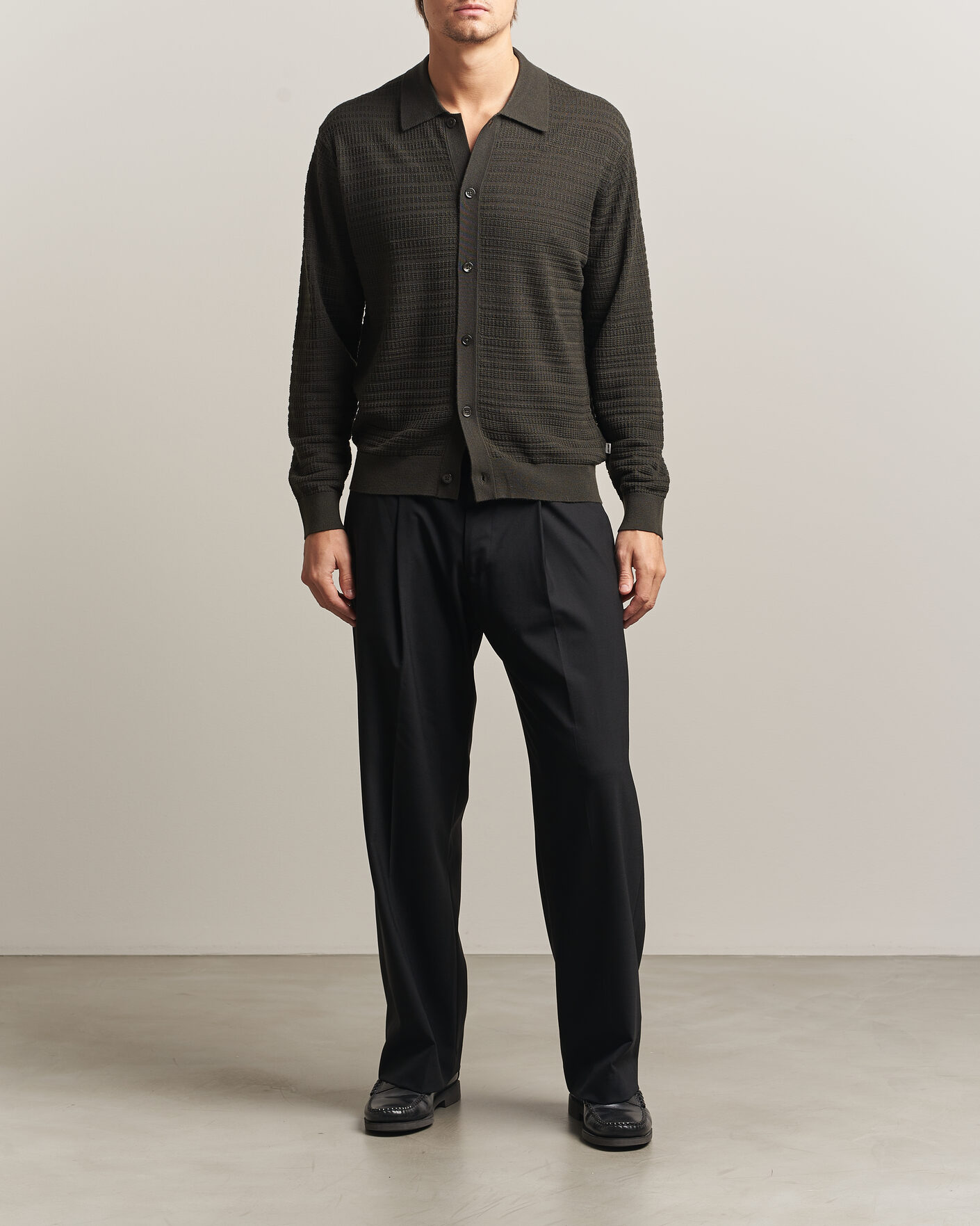 Herren | Pullover | NN07 | Nate Wool Knitted Cardigan Dark Army