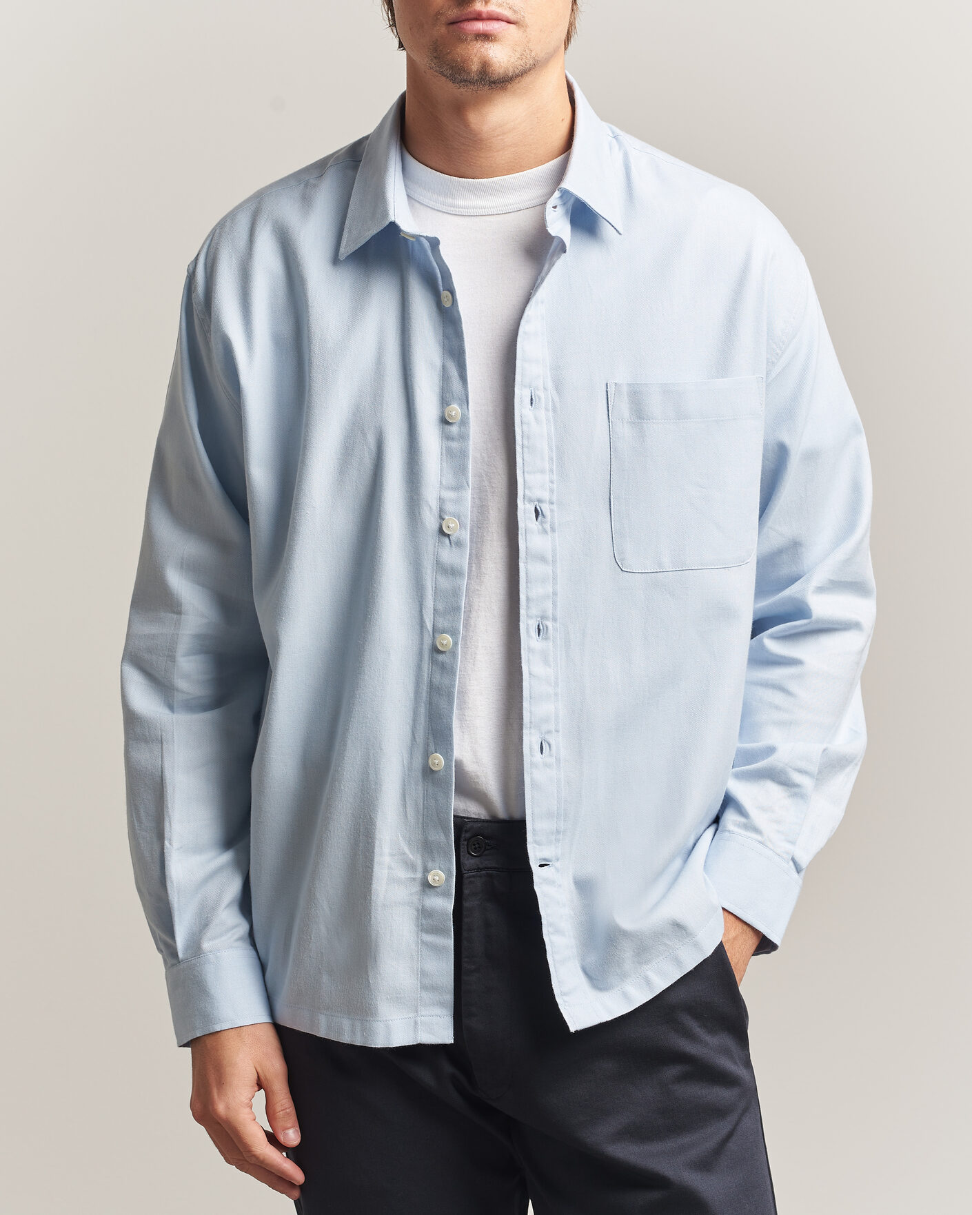 Herren | Hemden | NN07 | Deon Brushed Light Flannel Shirt Sky Mist