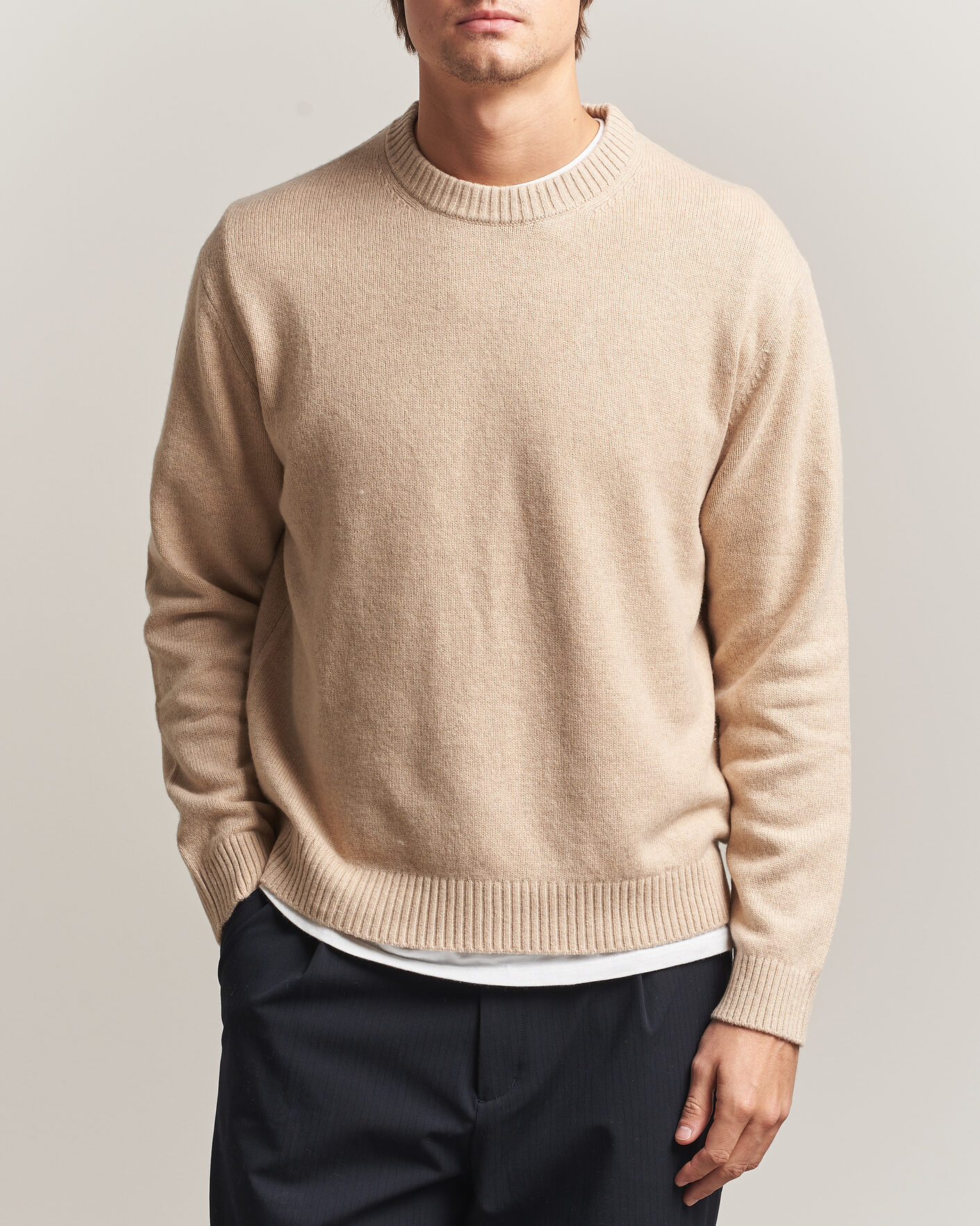 Herren | Pullover | NN07 | Russel Wool/Cotton Knitted Sweater Ecru