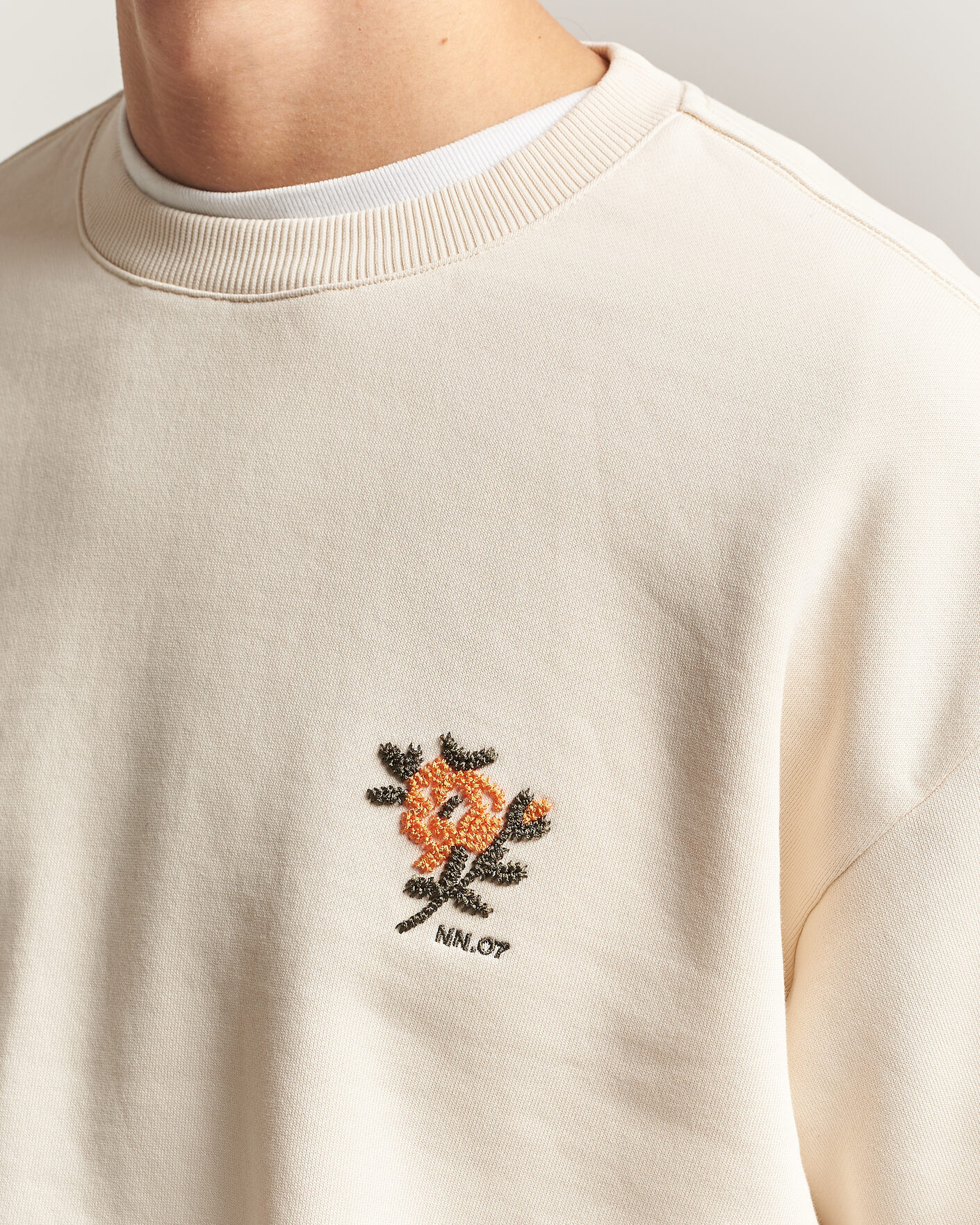 Herren | Pullover | NN07 | David Embroidered Sweatshirt Ivory
