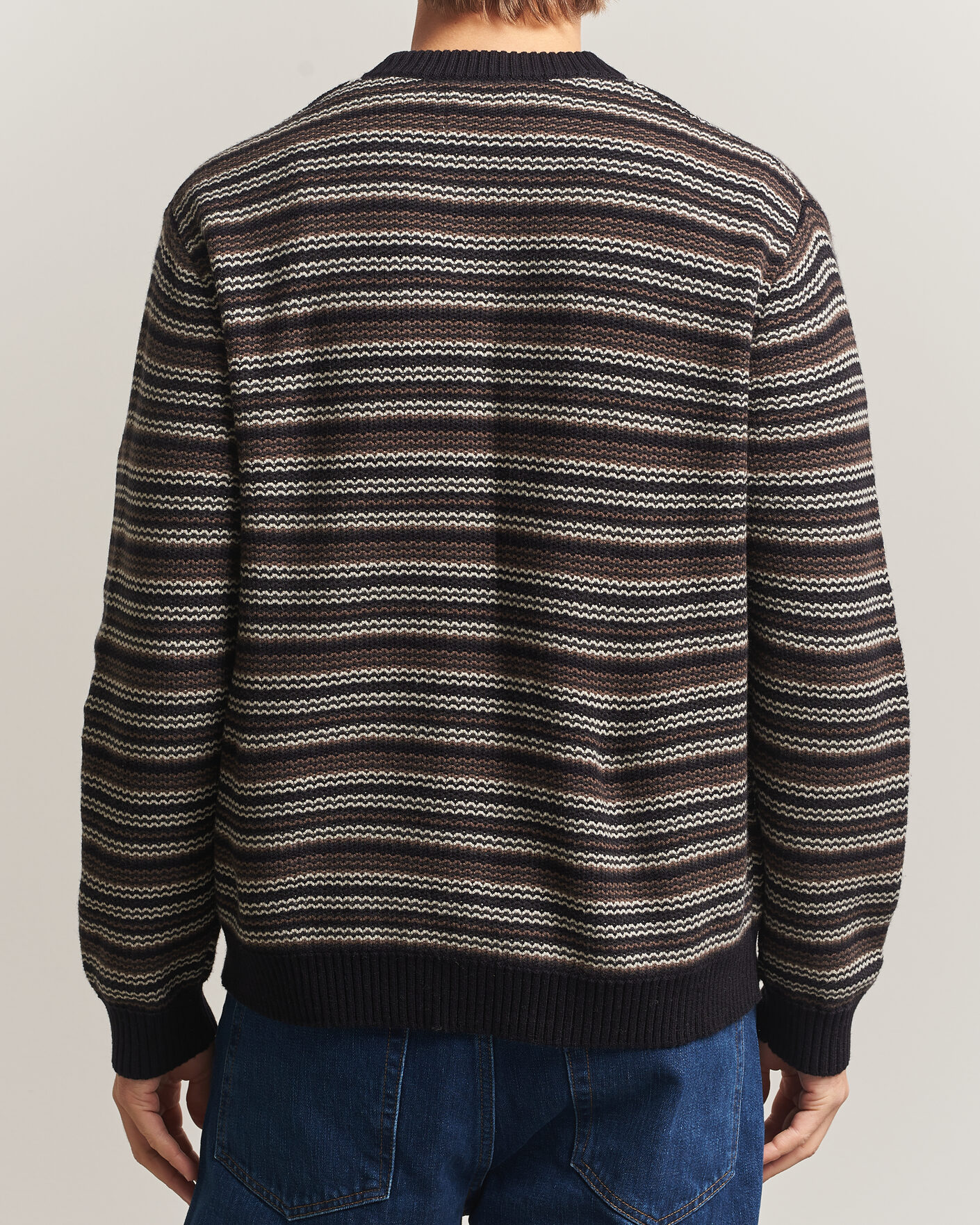Herren | Pullover | NN07 | Russel Wool/Cotton Striped Sweater Black Multi