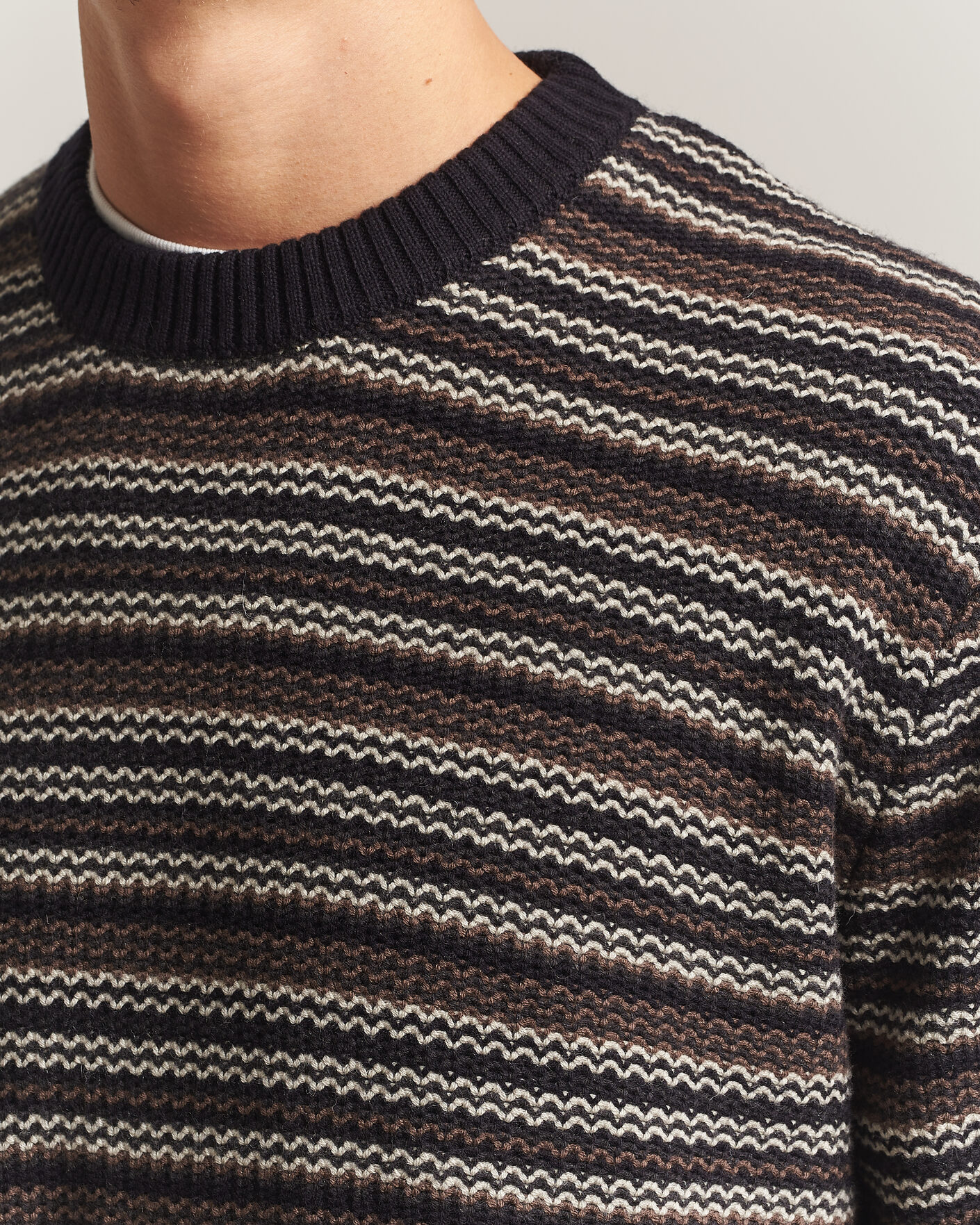 Herren | Pullover | NN07 | Russel Wool/Cotton Striped Sweater Black Multi